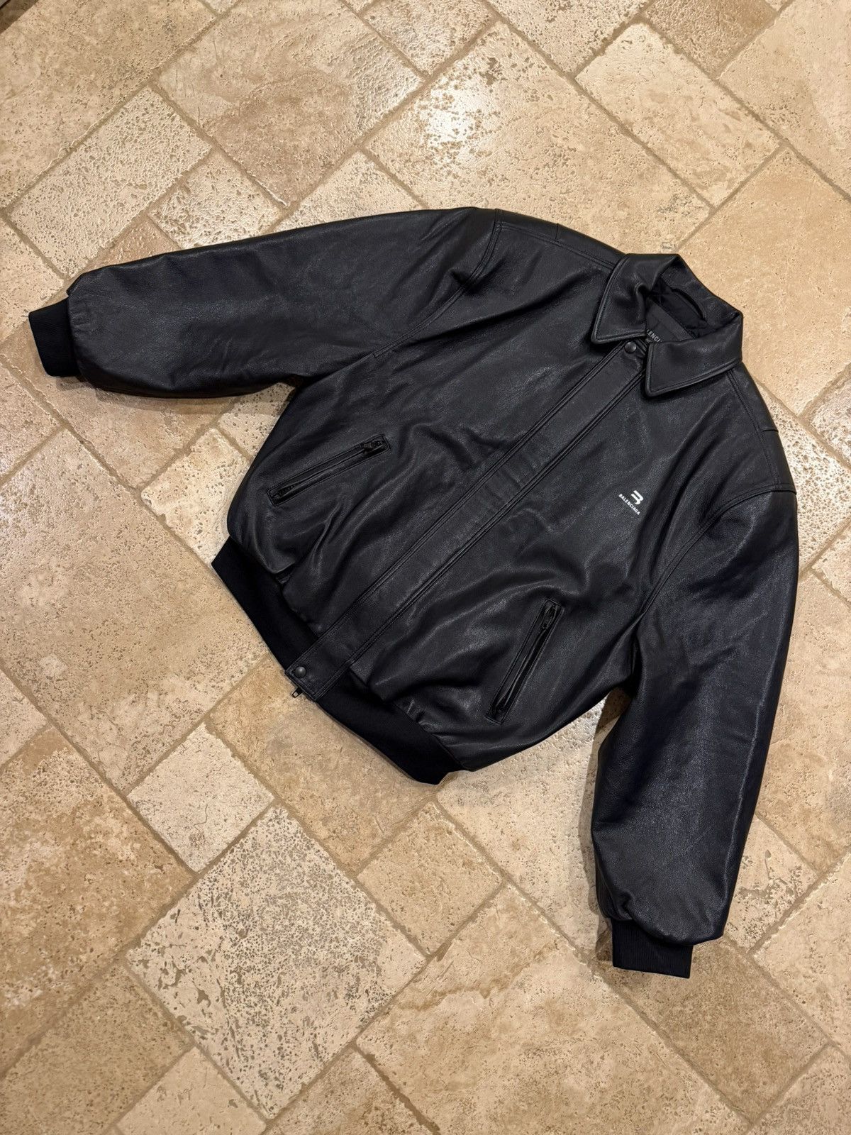 Balenciaga Balenciaga Demna Sport B Taxi Blouson Leather Bomber Jacket Size US XS / EU 42 / 0 - 4 Thumbnail