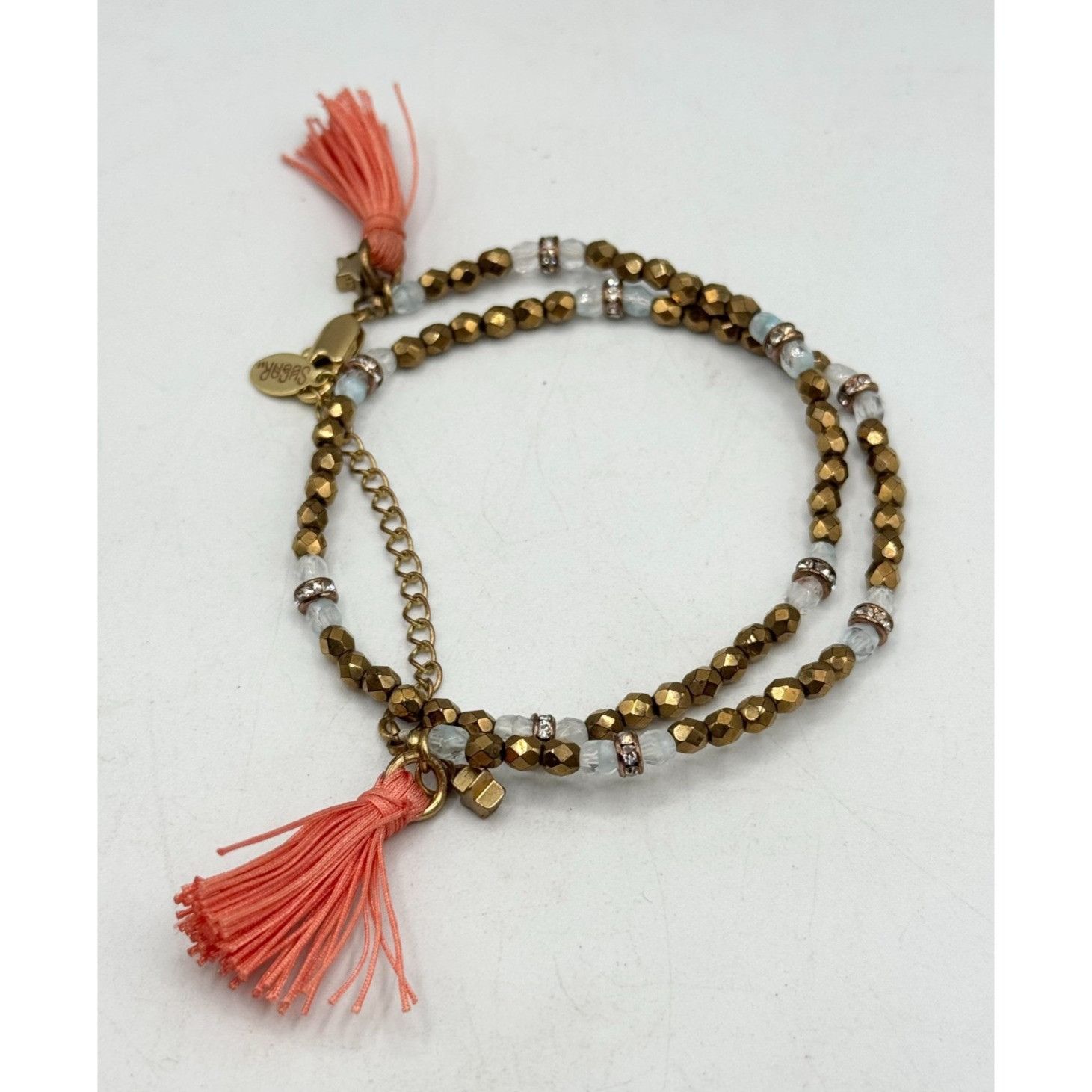 Vintage Vintage beaded crystal pink tassel wrap bracelet Size ONE SIZE - 1 Thumbnail