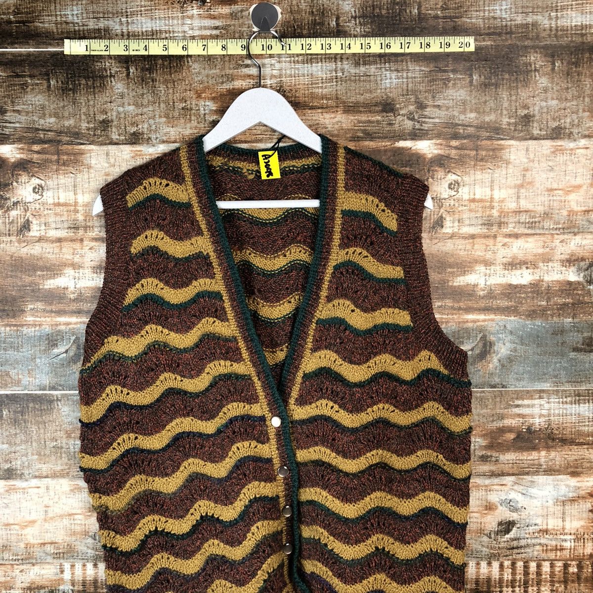 Handmade × Japanese Brand × Vintage Japan vintage wave cardigan Vest Knitwear #A2047 Size M / US 6-8 / IT 42-44 - 2 Thumbnail
