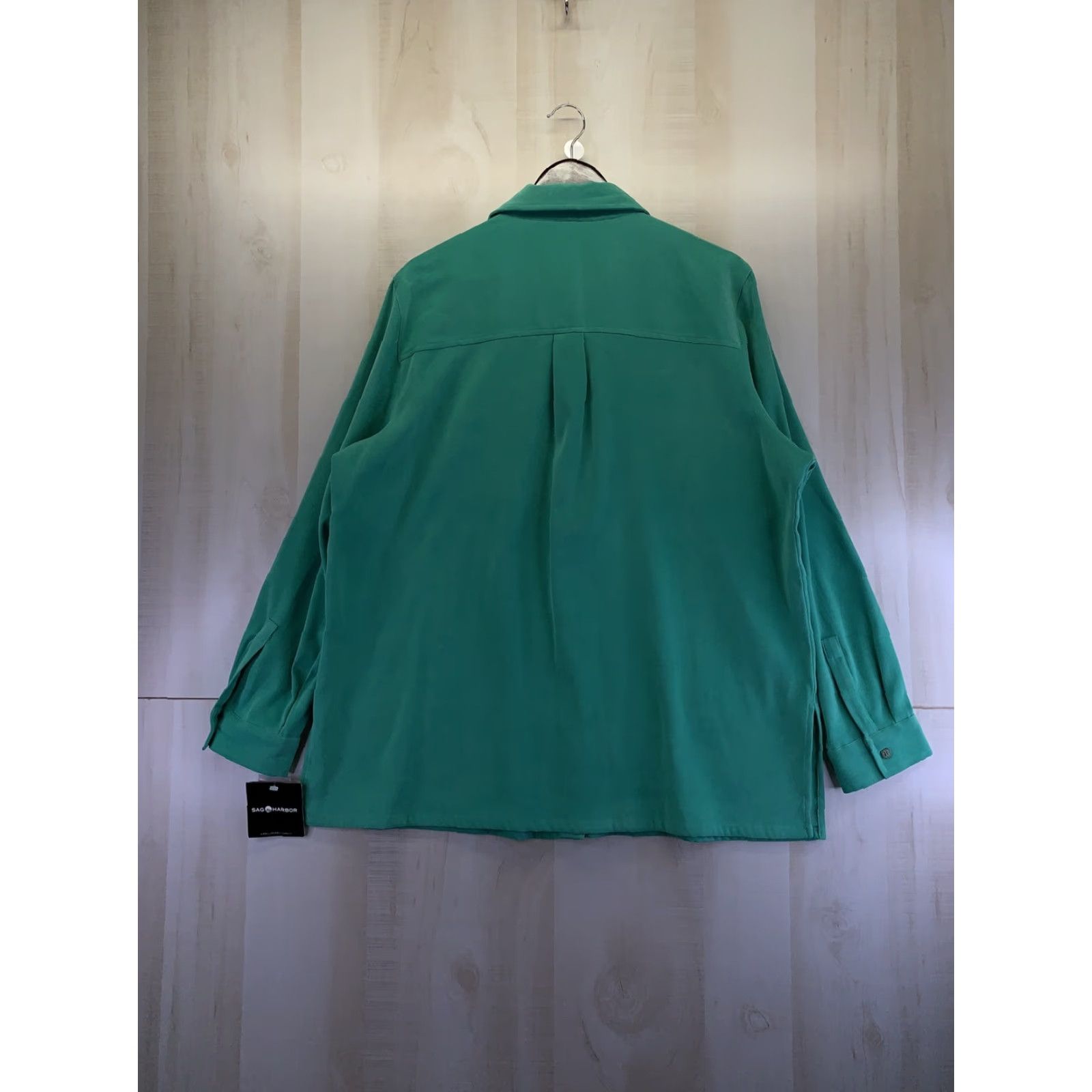 Vintage Sag Harbor Shirt Womens Button Front Stretch Moleskin Green Lilly Pad SZ 14 NWT- Size XL / US 12-14 / IT 48-50 - 5 Thumbnail