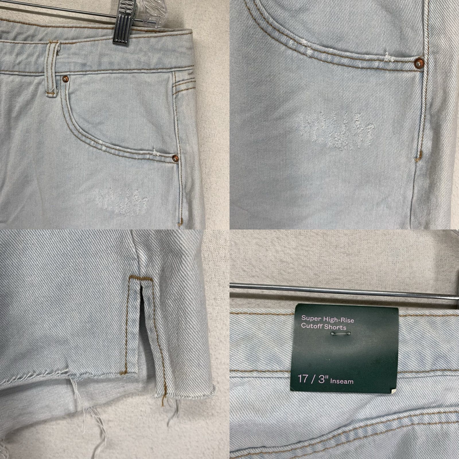 Vintage WILD FABLE Women's Cut-Off Shorts Super High Rise Light Blue Size 17 Denim 90s Retro Size 38" / US 16 / IT 52 - 8 Thumbnail