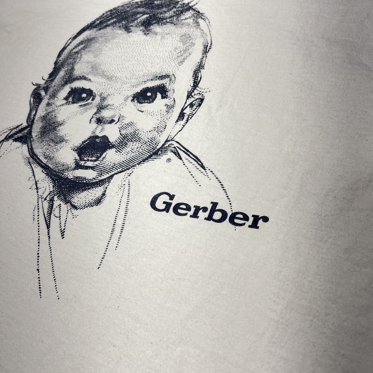 Fruit Of The Loom × Vintage VTG Gerber Baby Tee Shirt White Promo Face Graphic Heavy Size US XL / EU 56 / 4 - 3 Thumbnail