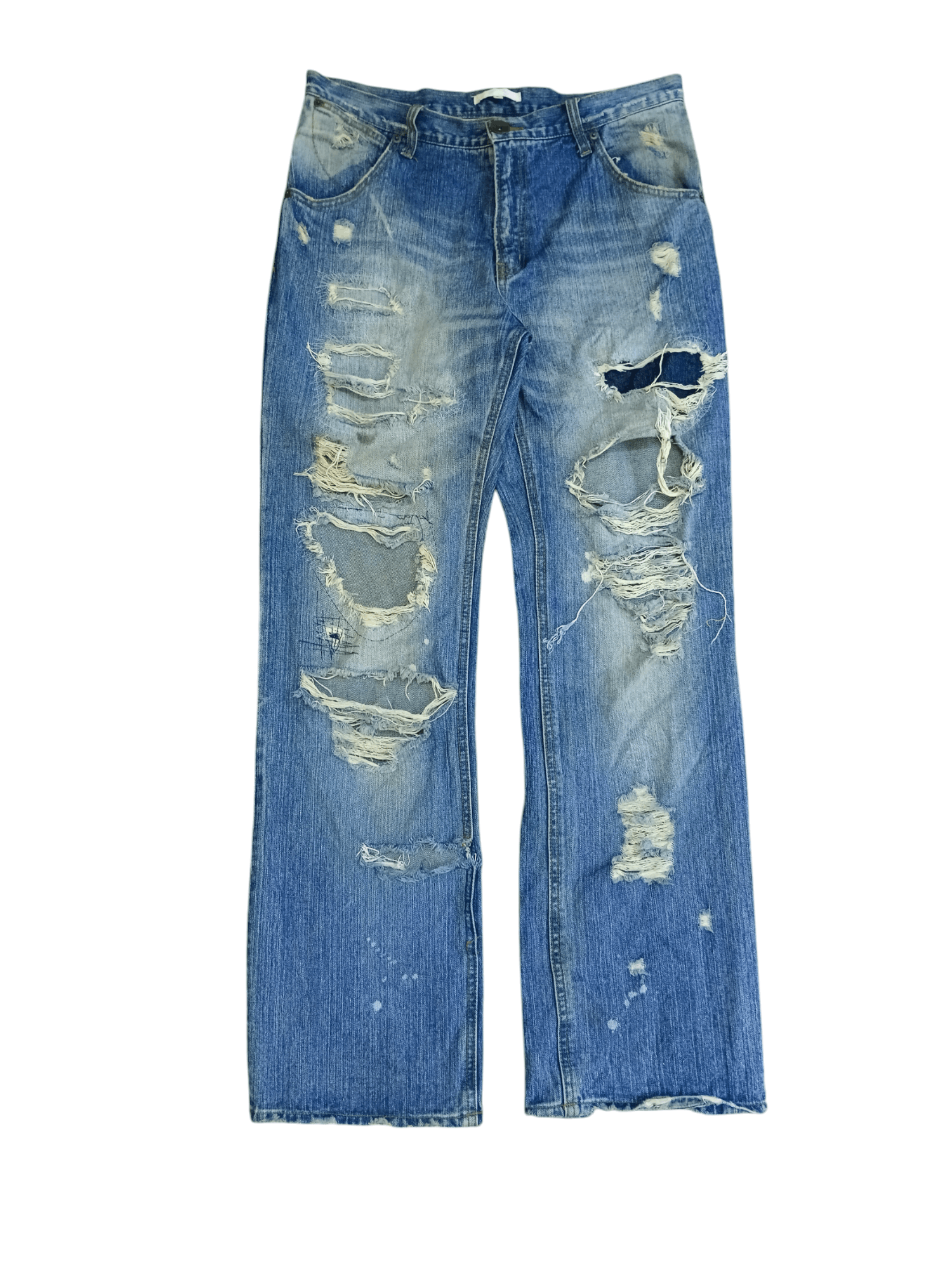 Japanese Brand SICK RIPED EXHIBITIONIST DENIM PANTS Size US 32 / EU 48 - 1 Thumbnail