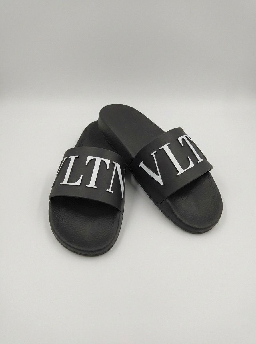 Valentino Valentino Garavani Men's Black White VLTN Logo Sandals Size US 8 / EU 41 - 2 Thumbnail
