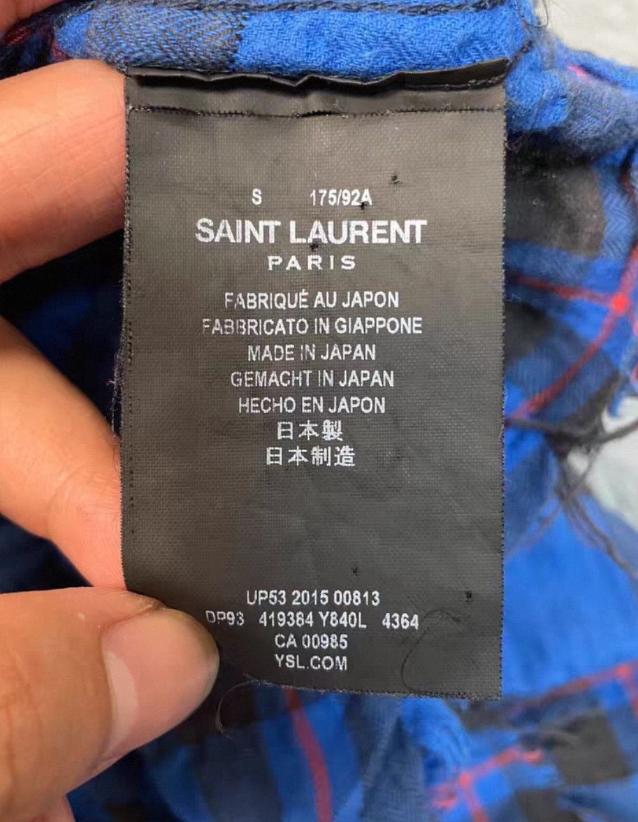 Saint Laurent Paris Saint Laurent Paris by Hedi 16SS Plaid Distressed Work Shir Size US S / EU 44-46 / 1 - 9 Thumbnail
