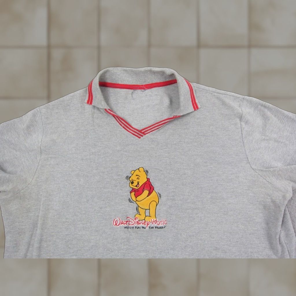 Disney VINTAGE Disney Winnie the Pooh Polo Shirt Womens 2X Gr ay Polo Shirt 70s 90s Disney World Parks Womens Size XXL / US 16-18 / IT 52-54 - 1 Thumbnail