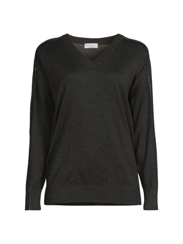 Brunello Cucinelli o1y0825 Cashmere Blend Sweater in Black Size S / US 4 / IT 40 - 1 Thumbnail