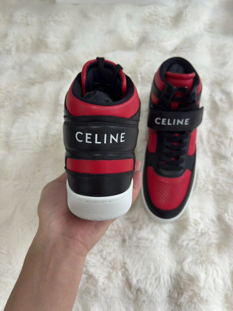 Celine Celine Red and black leather high-top sneakers Size US 9 / EU 42 - 3 Thumbnail