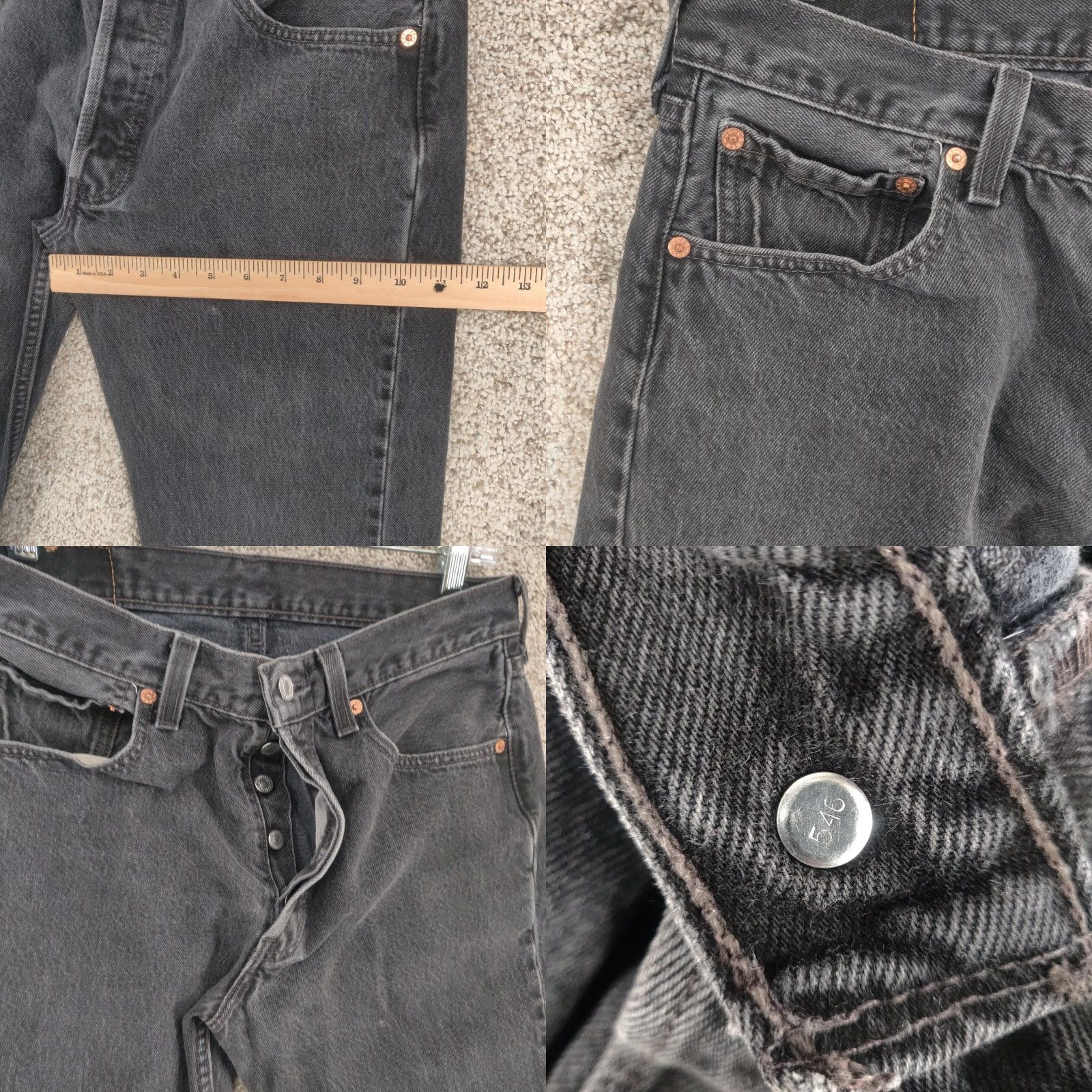 Levi's VINTAGE Levi's 501 Jeans Mens 32x30 Fits 30x30 Faded Black Button Fly USA 90's Size US 32 / EU 48 - 8 Thumbnail