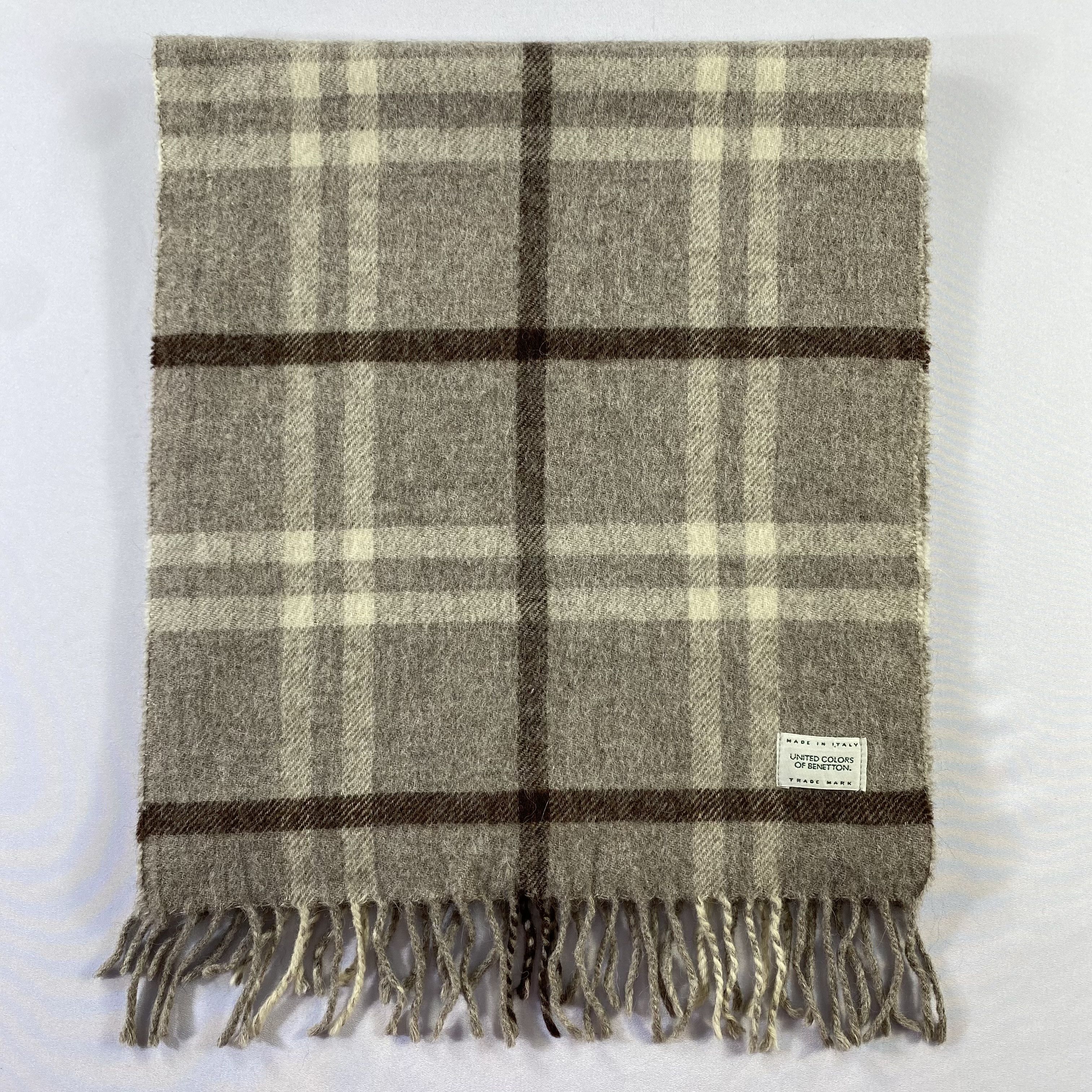 United Colors Of Benetton United Colors Of Benetton Scarf Plaid Wool Muffler Neck Wrap Size ONE SIZE - 2 Thumbnail