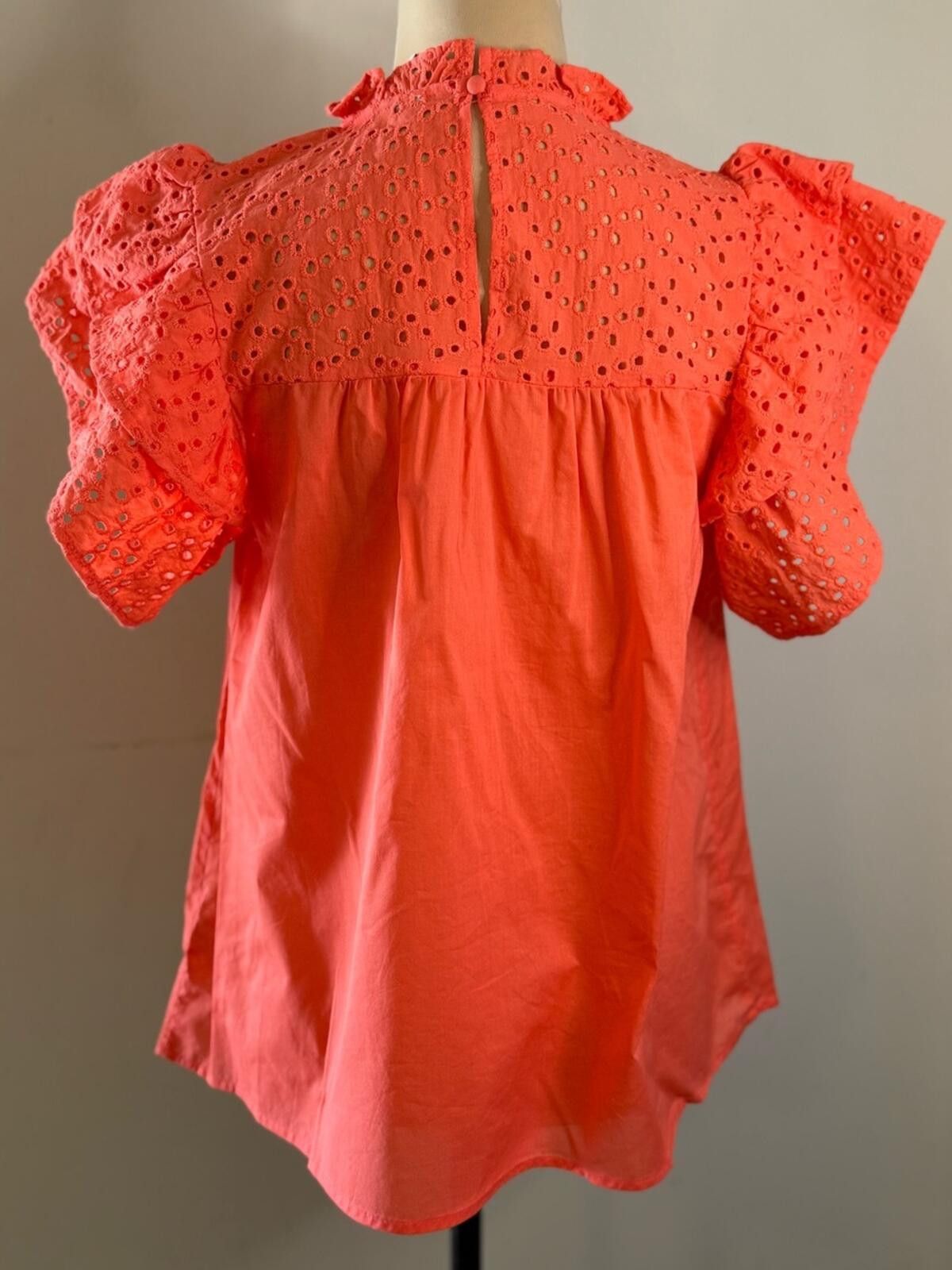Other a new day reddish orange islet lace ruffled sleeve top SZ SM Size S / US 4 / IT 40 - 4 Thumbnail