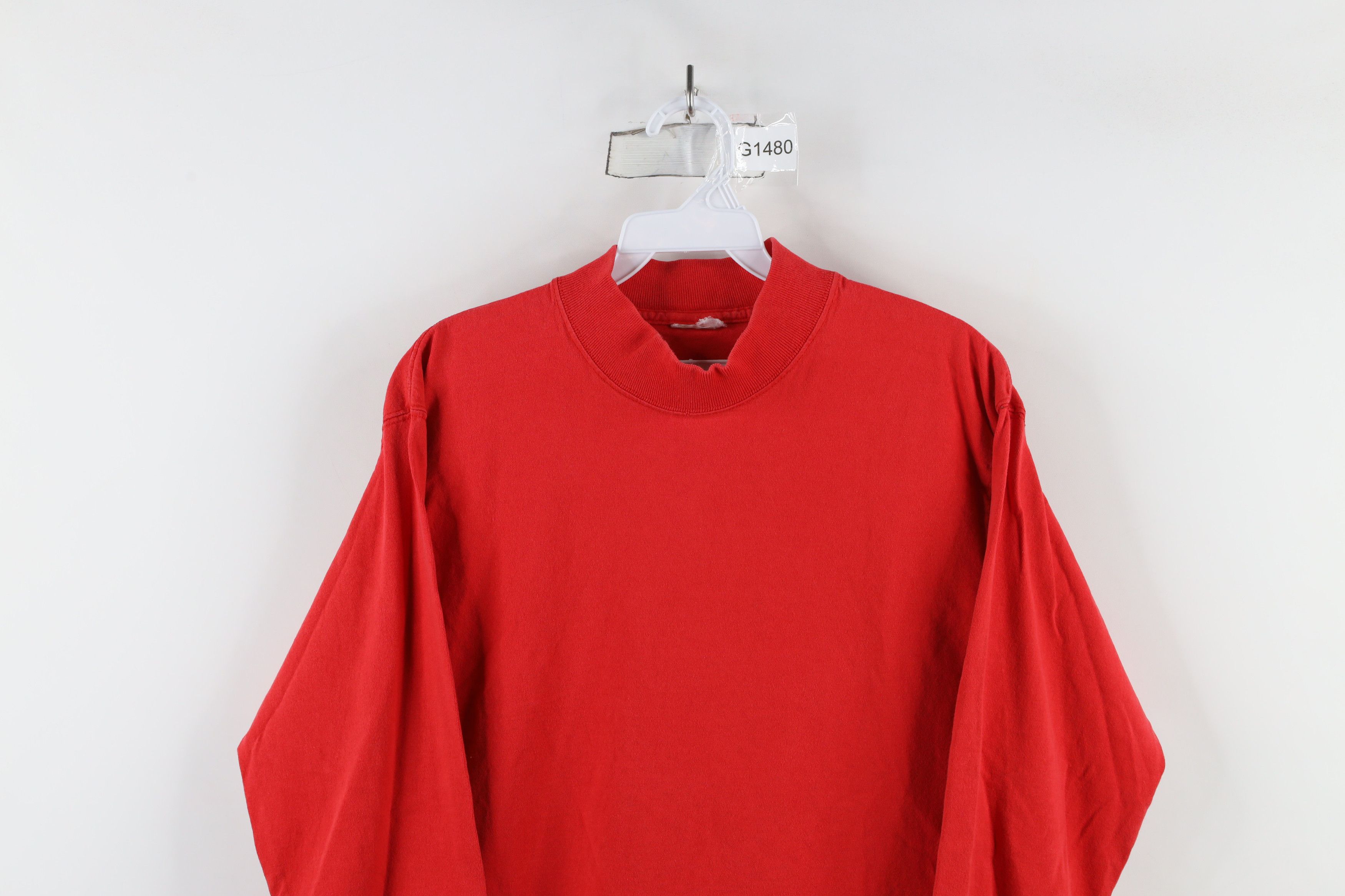 Vintage Vintage 90s Streetwear Mock Neck Long Sleeve T-Shirt Red Size US S / EU 44-46 / 1 - 2 Thumbnail
