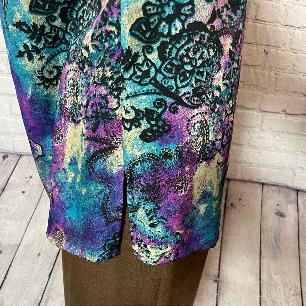 Chicos New Chico's Purple Blue Paisley Sequins Long Sleeve Tunic S Size S / US 4 / IT 40 - 4 Thumbnail
