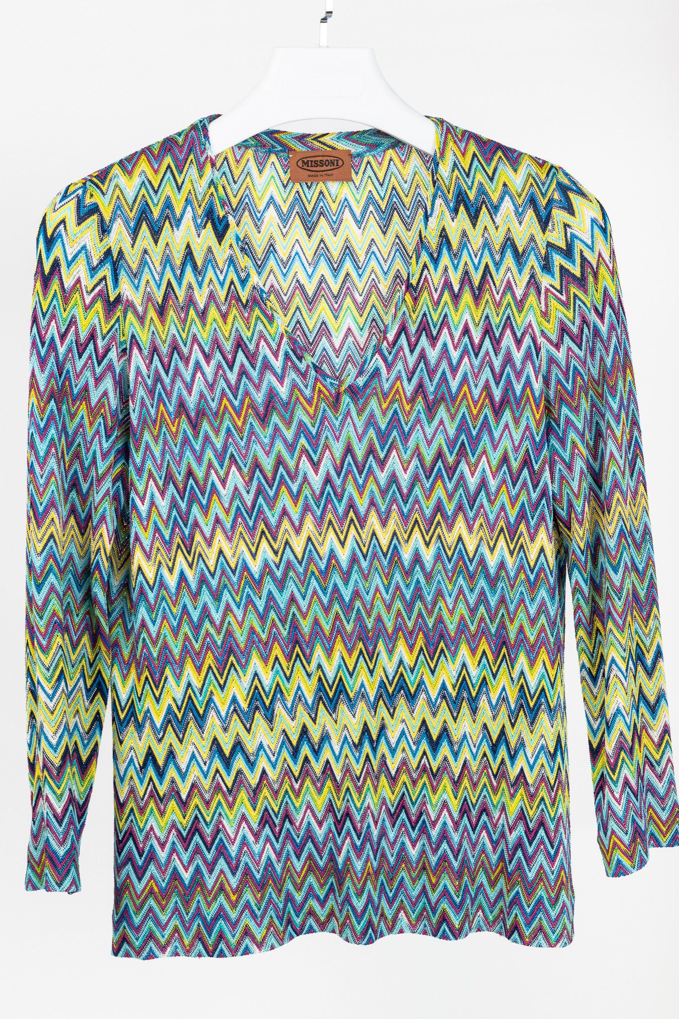 Missoni Missoni 90's Vintage Blue Chevron Knit 3/4 Sleeve Top Size M / US 6-8 / IT 42-44 - 3 Thumbnail