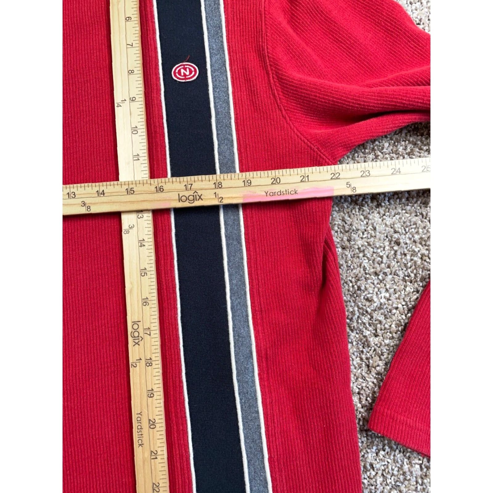 Nautica VINTAGE Nautica Ribbed Sweater Adult Large Red Striped Knit Pullover Casual Hipster Mens Size US L / EU 52-54 / 3 - 6 Thumbnail