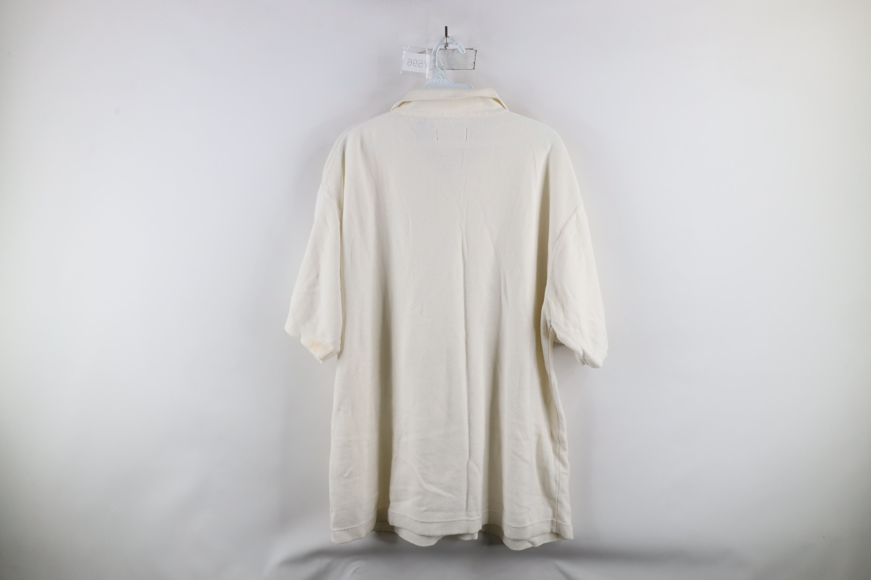 Vintage Vintage 90s Streetwear Knit Collared Polo Shirt White Cotton Size US XL / EU 56 / 4 - 6 Thumbnail