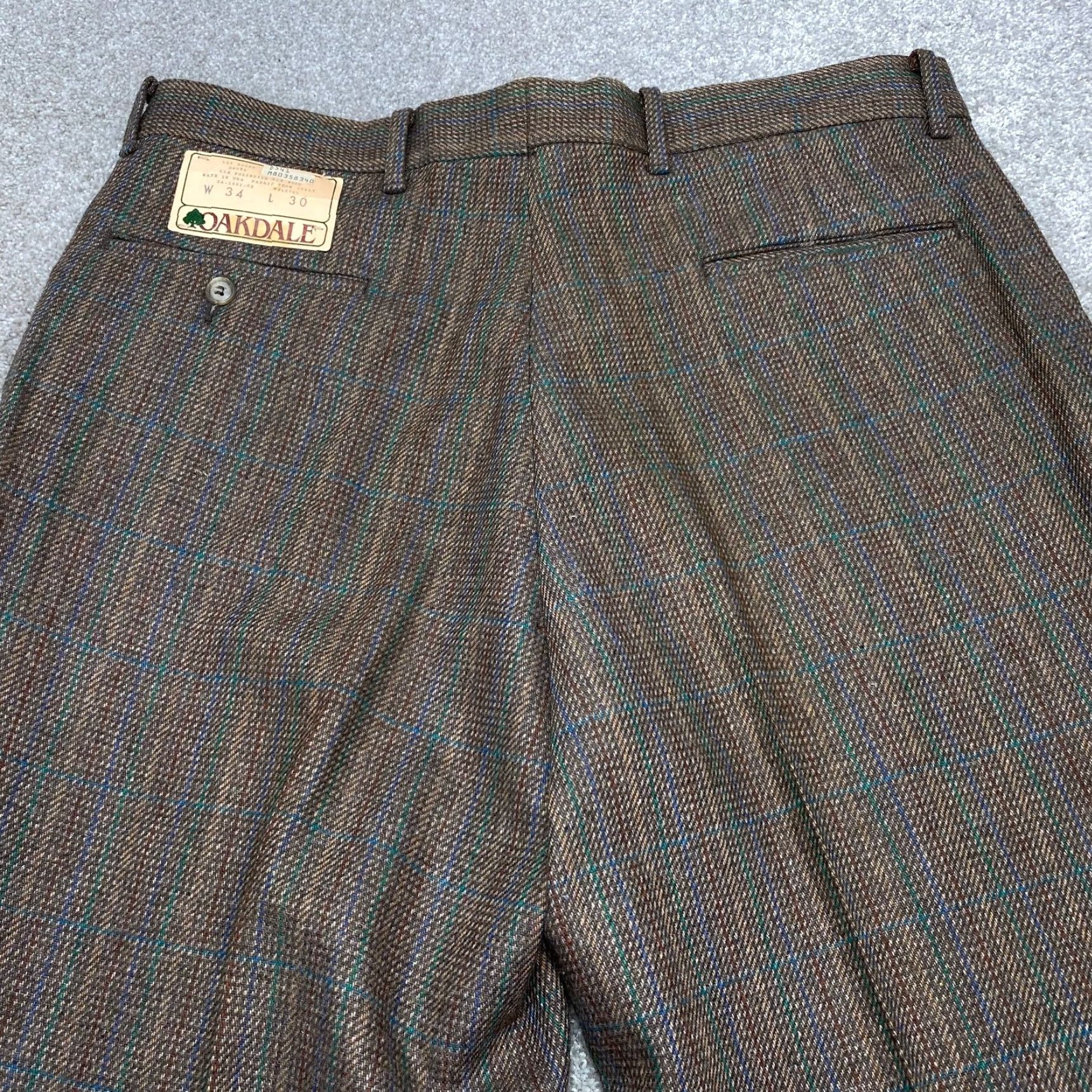 Vintage VINTAGE Oakdale Pants Mens 34x26 Brown Striped Pleated Front Wool Blend USA Dress Pants Size US 34 / EU 50 - 6 Thumbnail