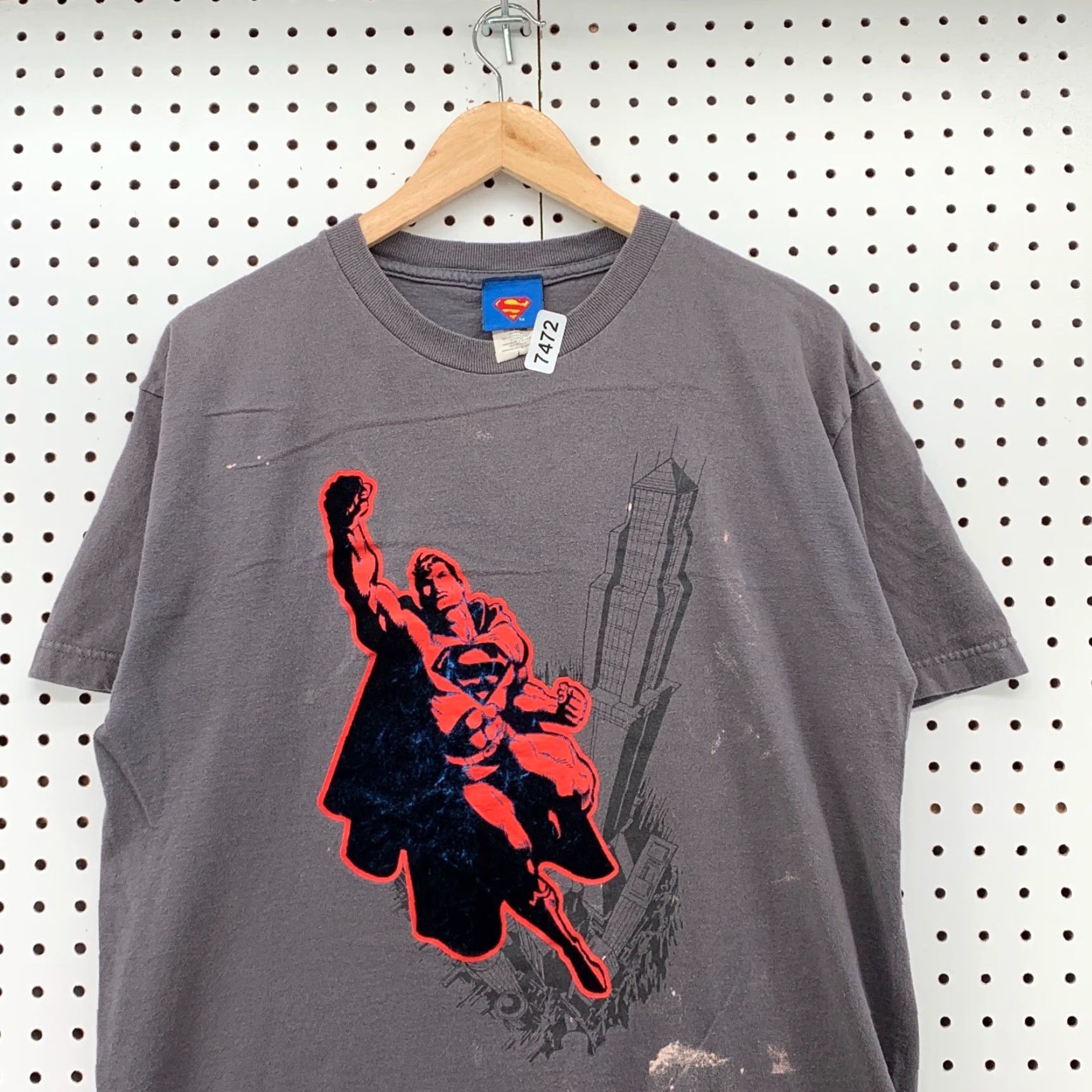 DC Comics Vintage 2003 DC Comics Superman T-Shirt Gray Distressed Graphic Mens Large Regular Solid Crew Neck Short Sleeve Size US L / EU 52-54 / 3 - 2 Thumbnail