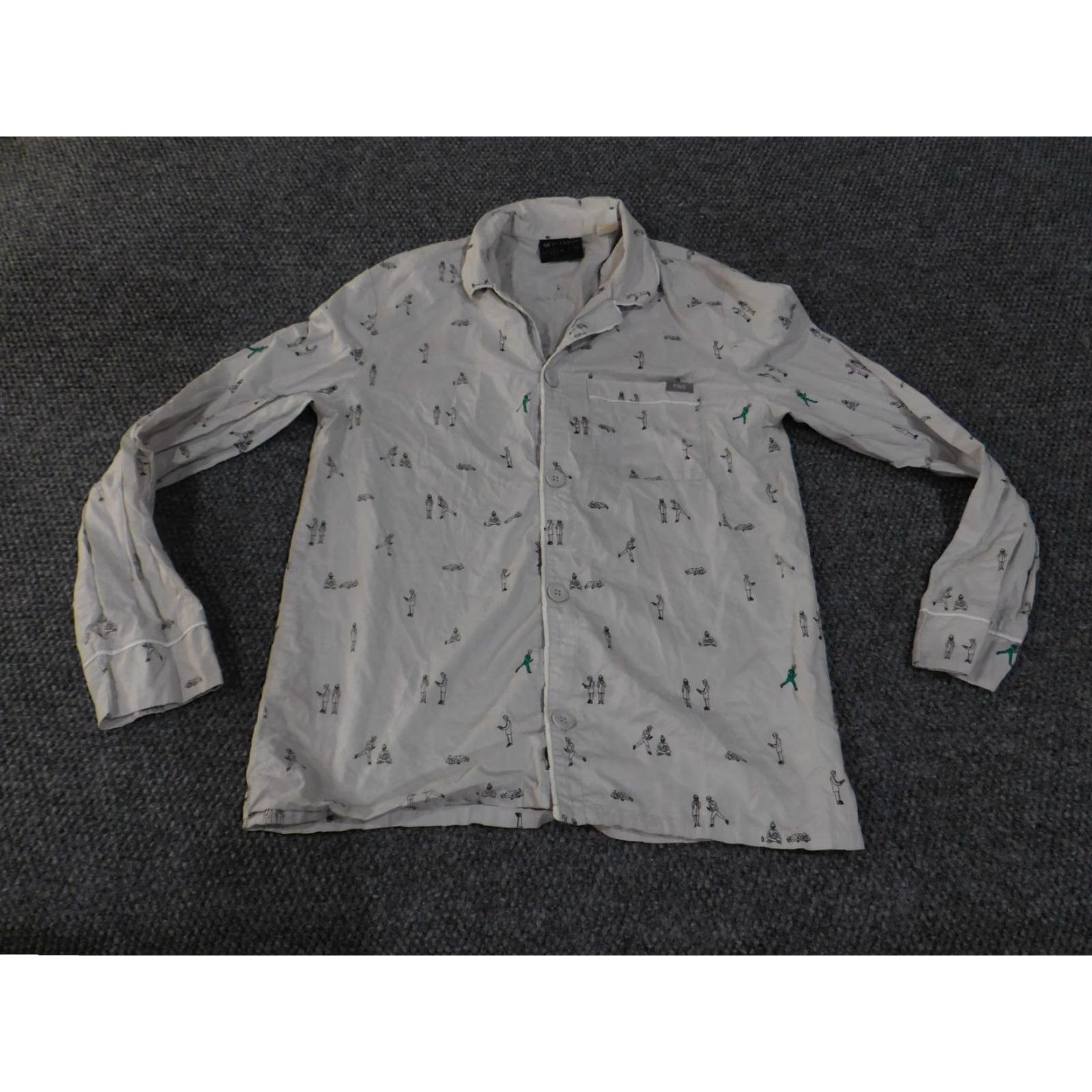 Vintage Figs Shirt Mens Small White Doctor Print Long Sleeve Button Up Medical Top Size US S / EU 44-46 / 1 - 2 Thumbnail
