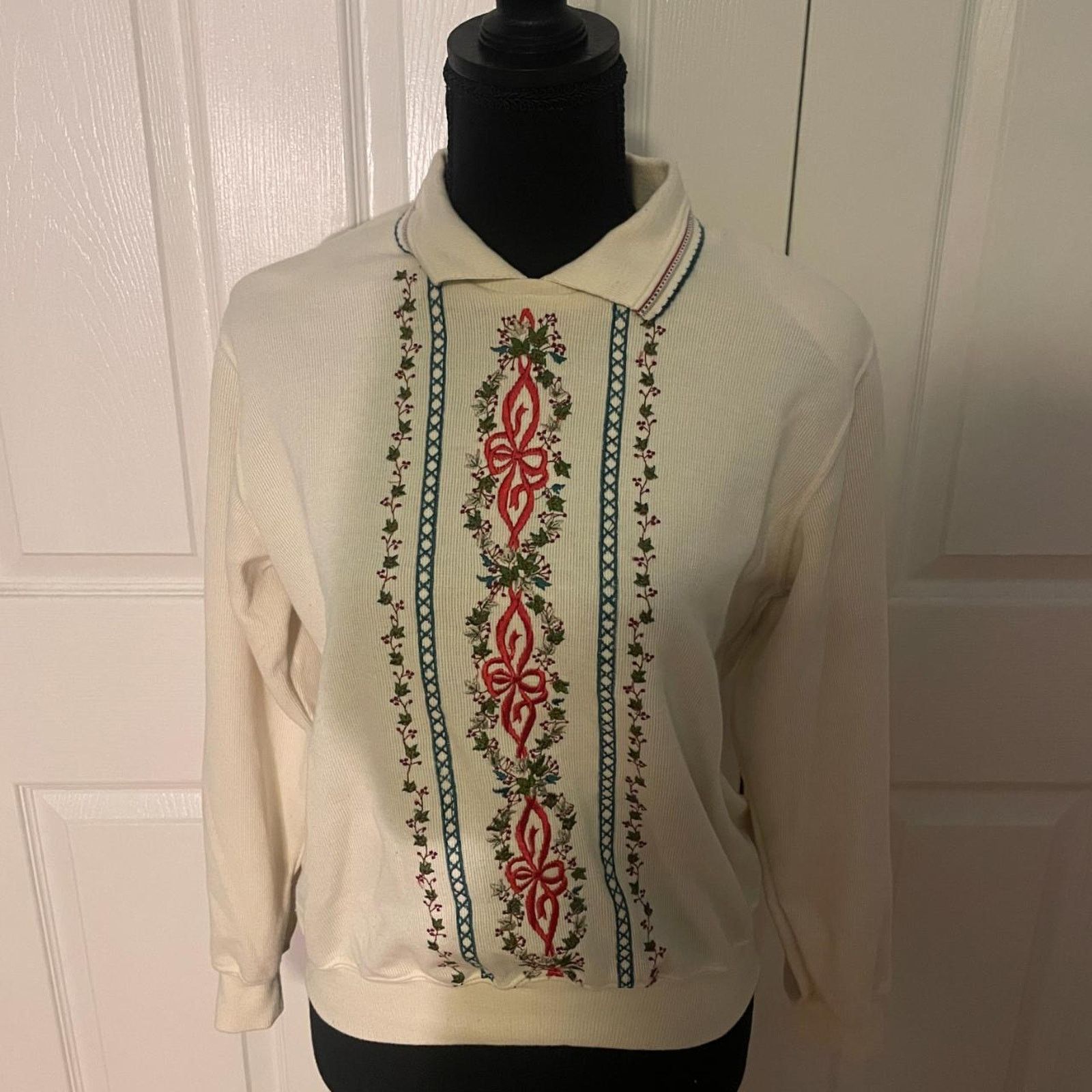 Vintage Vintage alfred dunner embroidered Christmas Polo - PS Size S / US 4 / IT 40 - 1 Thumbnail