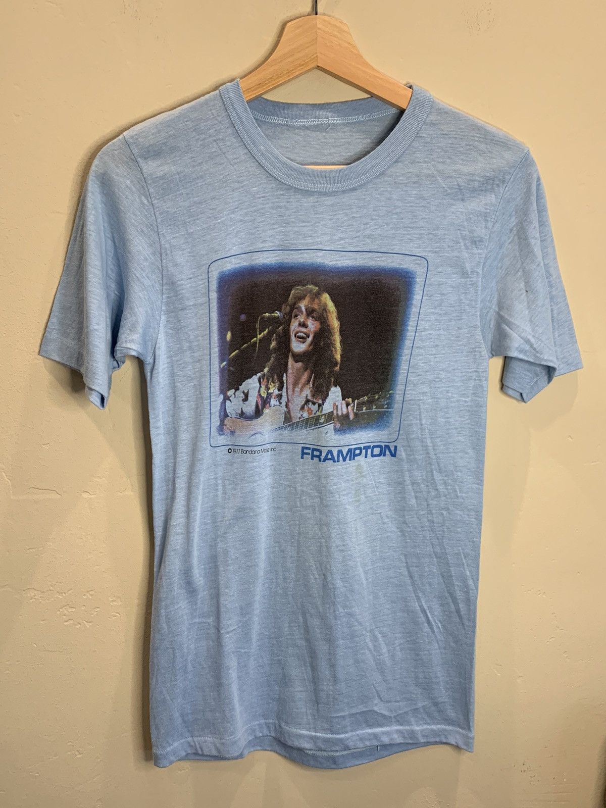 image of Band Tees Vintage 1977 Peter Frampton Single Stitch Band Shirt in Blue, Men's (Size XS)