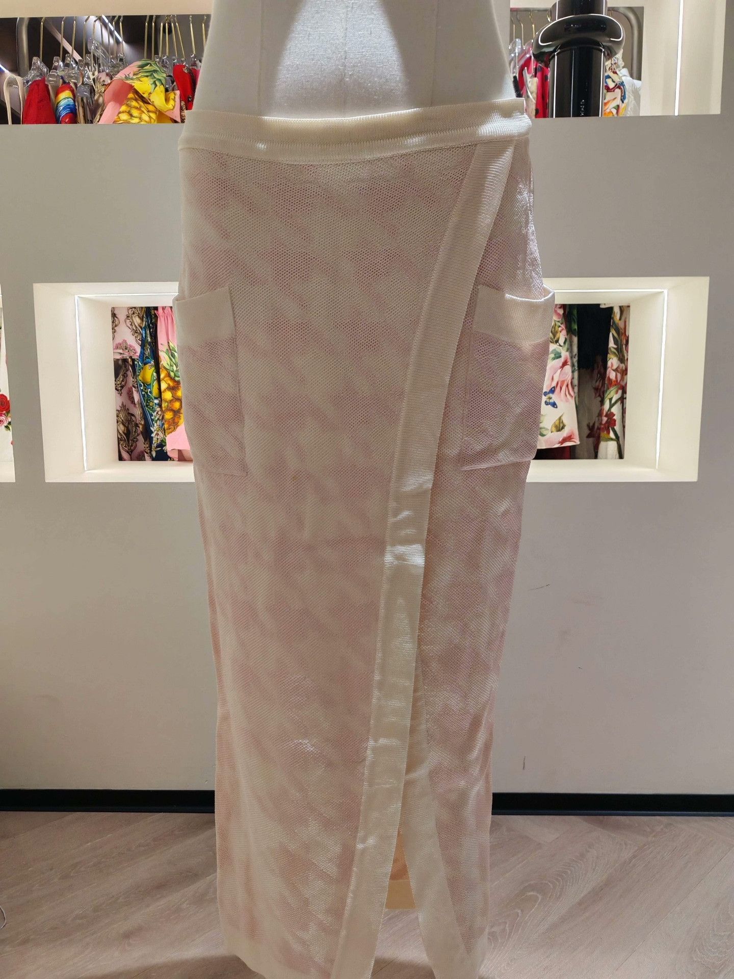 Balmain Balmain Light Pink Mesh Knit Wrap Skirt Size 36" / US 14 / IT 50 - 1 Thumbnail