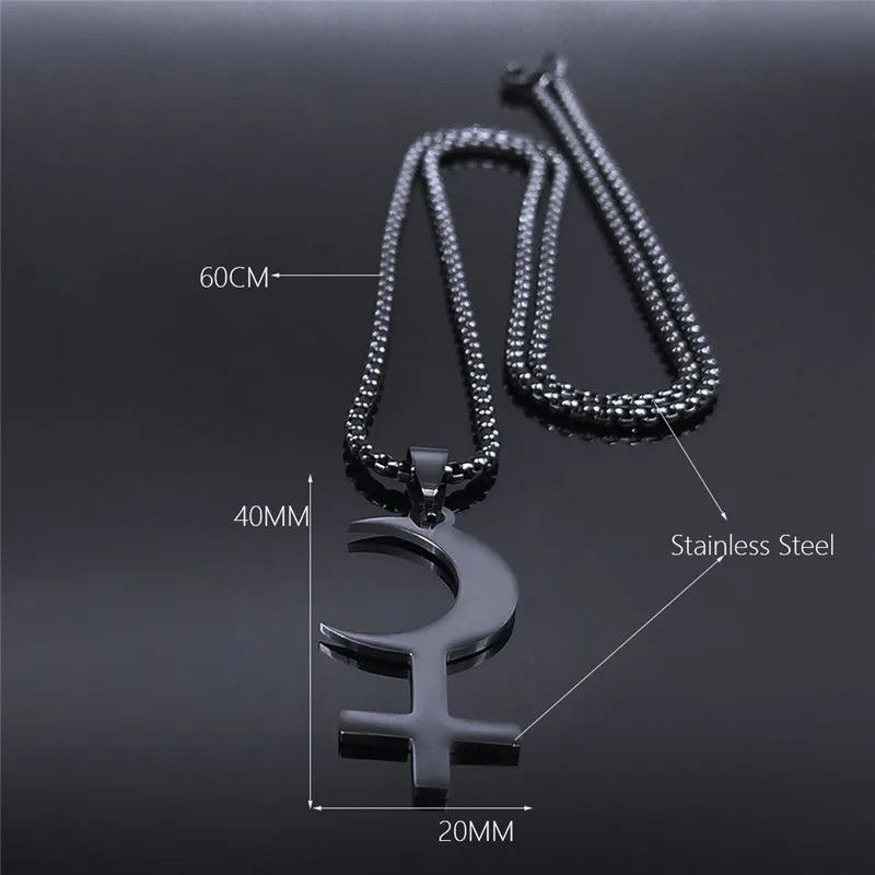 Jewelry Lilith Crescent Inverted Cross Pendant Emblem Talisman Size ONE SIZE - 4 Thumbnail