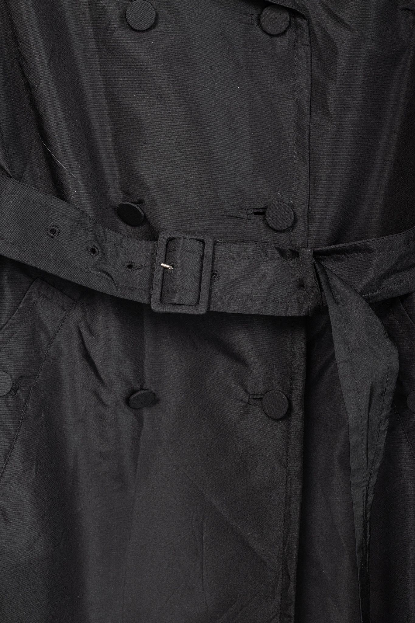 Prada Prada Black Silk-Taffeta Belted Double-Breasted Trench Coat Size S / US 4 / IT 40 - 8 Thumbnail