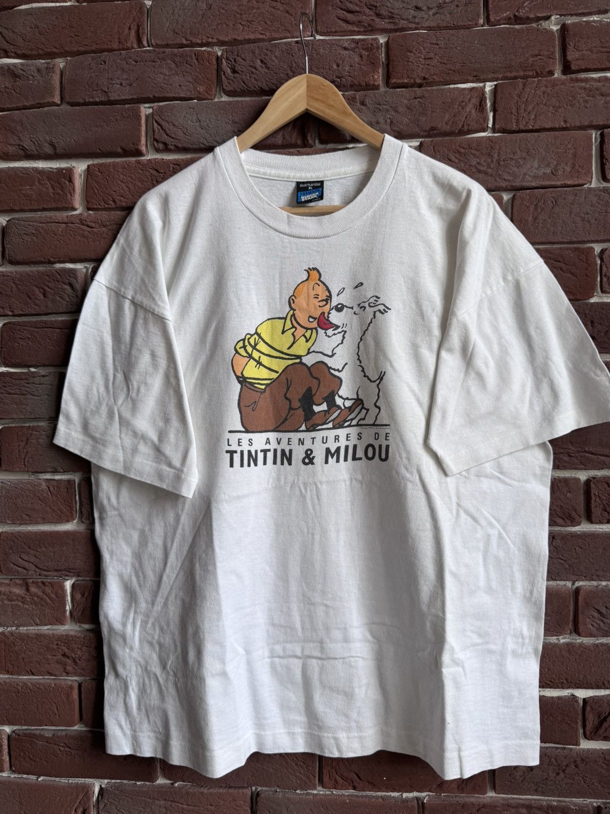 Vintage Vintage 1994 TINTIN & Milou Cartoon Movie Promo Shirt Size US XL / EU 56 / 4 - 1 Thumbnail