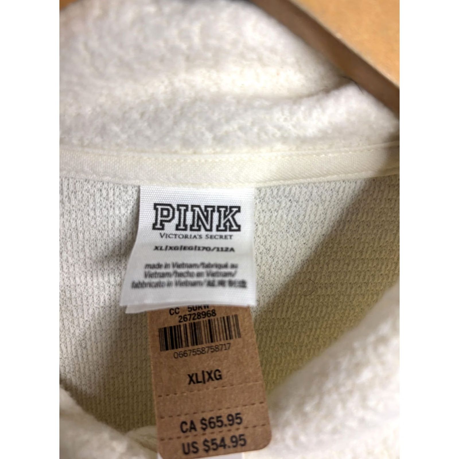Pinko PINK Victoria's Secret Sweatshirt Womens XL White Fleece Collar Striped Pullover Size XL / US 12-14 / IT 48-50 - 4 Thumbnail