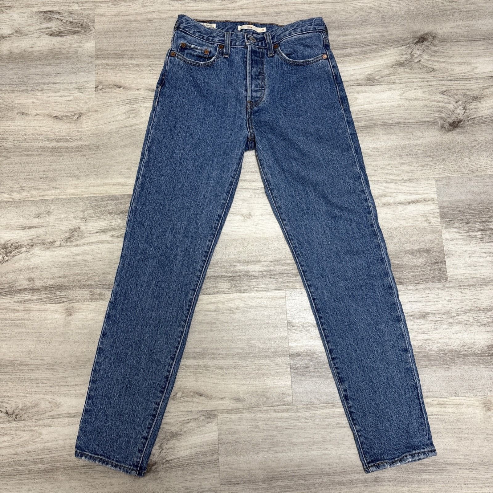 Levi's Levis Premium Wedgie Jeans Womens 25 Big E Hi Rise Tapered L Size 25" / US 0 / IT 36 - 7 Thumbnail
