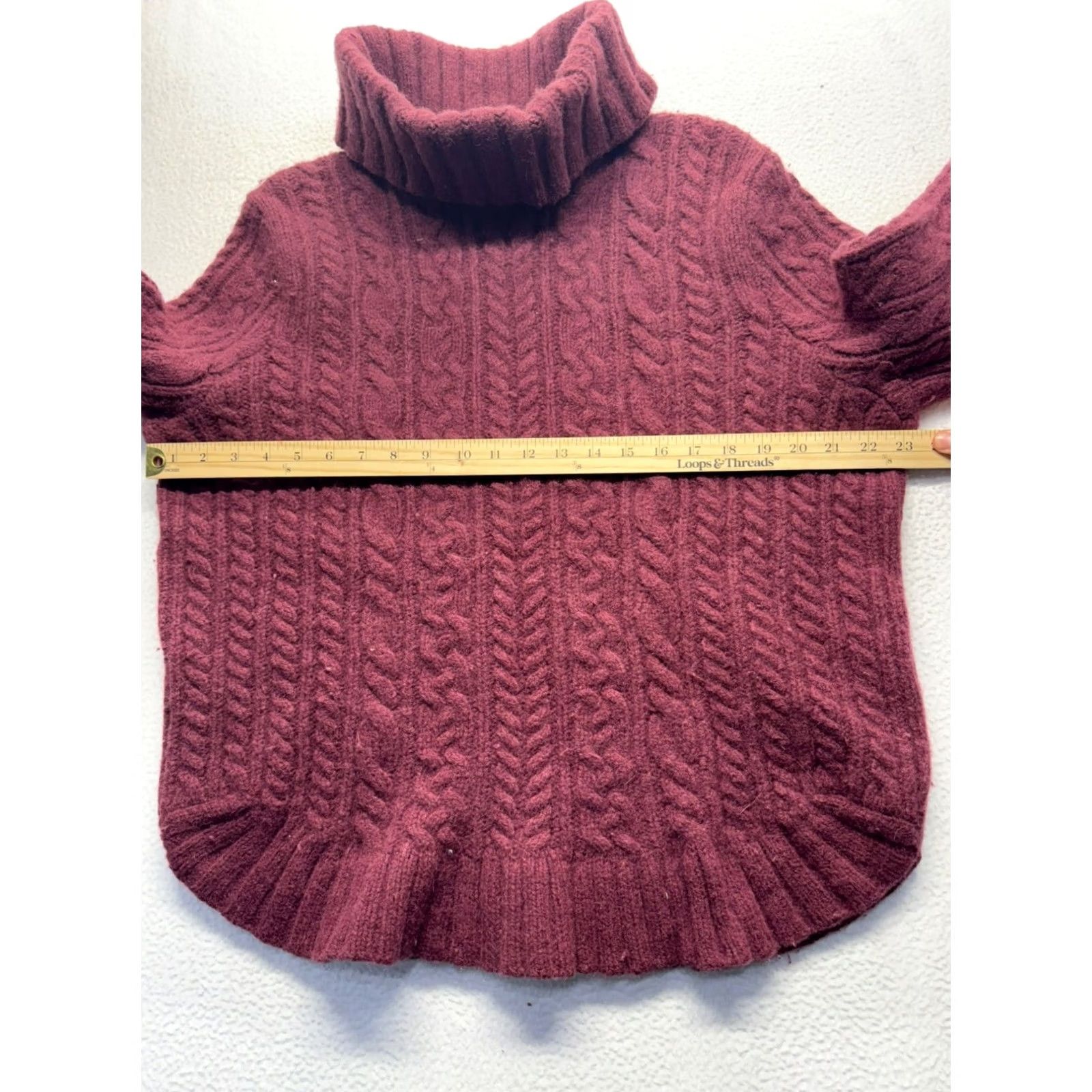 Duluth Trading Company VINTAGE Women’s Duluth Trading Co Turtleneck Sweater XL Maroon Wool, Cashmere, Nylon Pullover Crew Neck/ Cable Knit Womens Size XL / US 12-14 / IT 48-50 - 6 Thumbnail