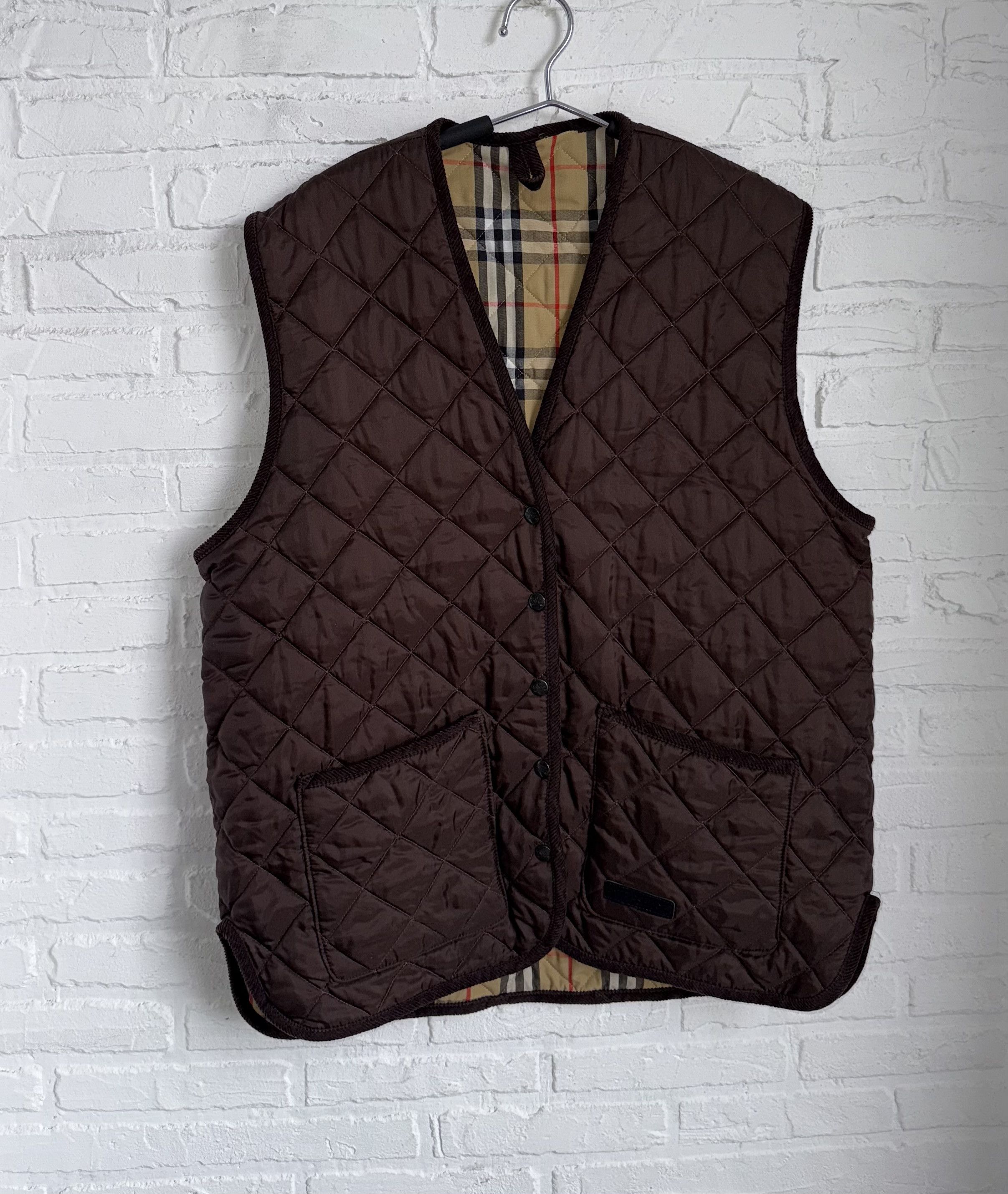 Burberry Vintage 90s Burberrys quilted liner vest nova check lining Size US XL / EU 56 / 4 - 1 Thumbnail