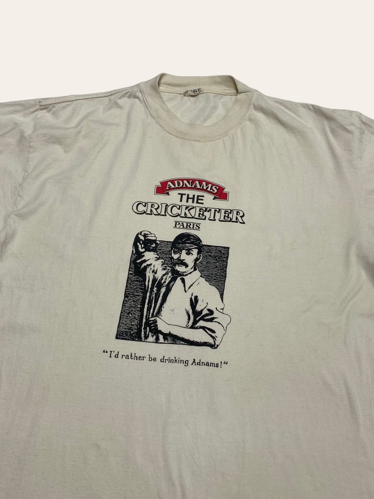 Vintage Vintage ADNAMS PARIS CRICKET White Beer Man Tee Shirt Size US M / EU 48-50 / 2 - 2 Thumbnail