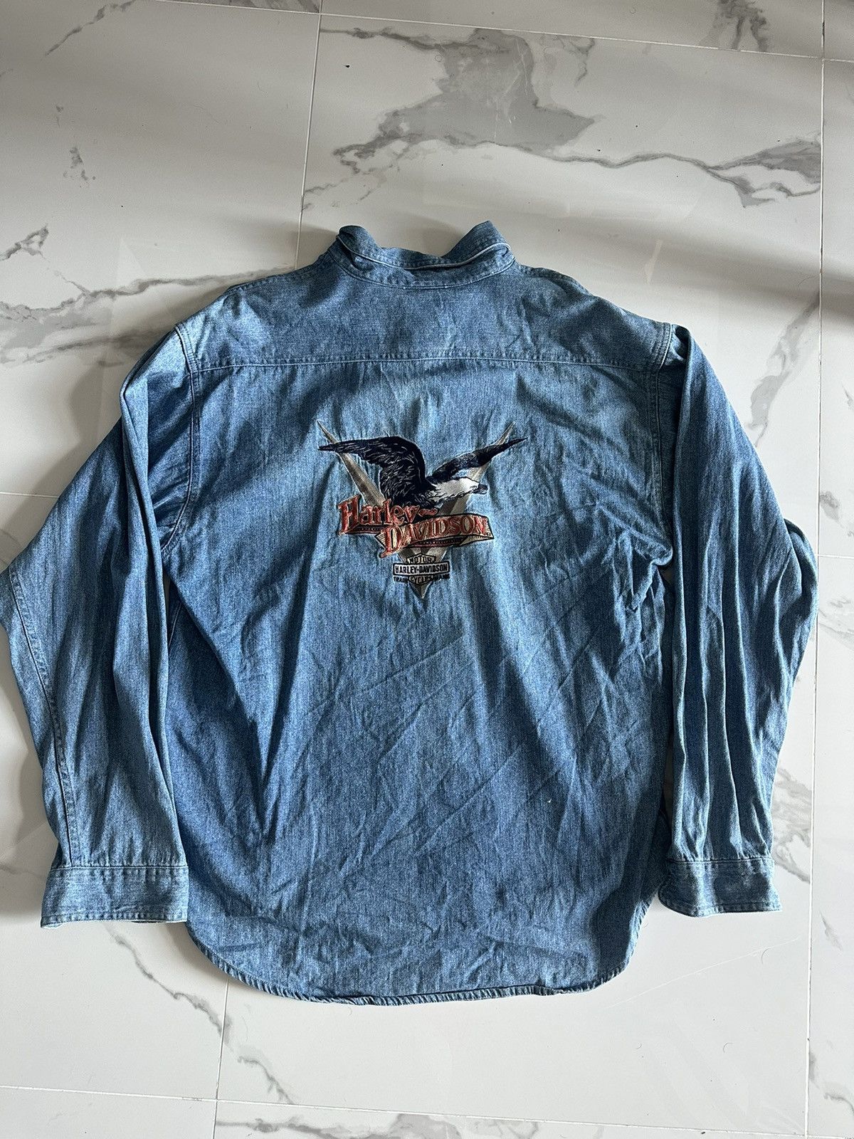 Harley Davidson × Vintage Rare Bikers Blue Harley Davidson jacket Size US XXL / EU 58 / 5 - 1 Thumbnail