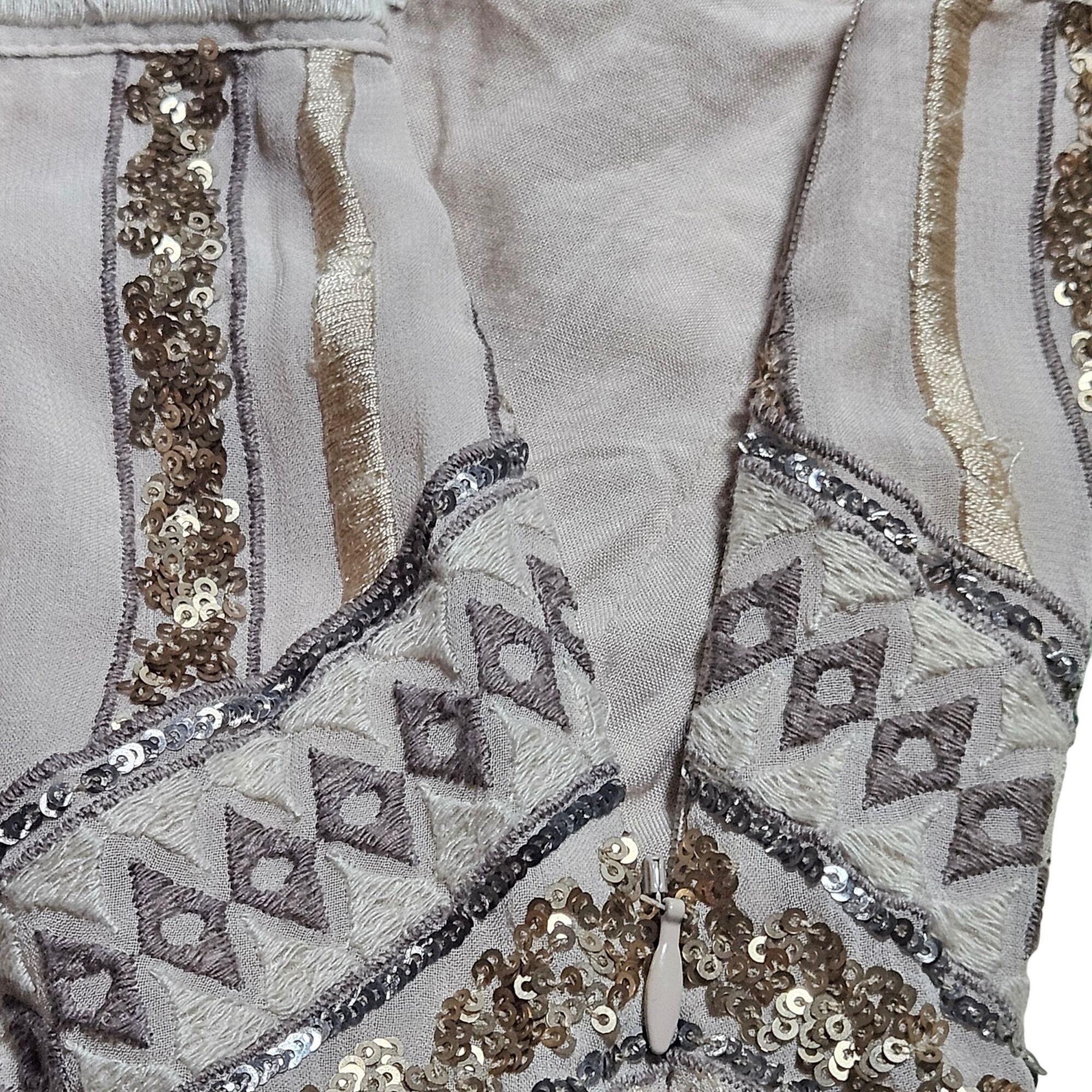Anthropologie Anthropologie Women's Sequin Mini Skirt Beige 4 Boho Glam Qu Size 27" / US 4 / IT 40 - 6 Thumbnail