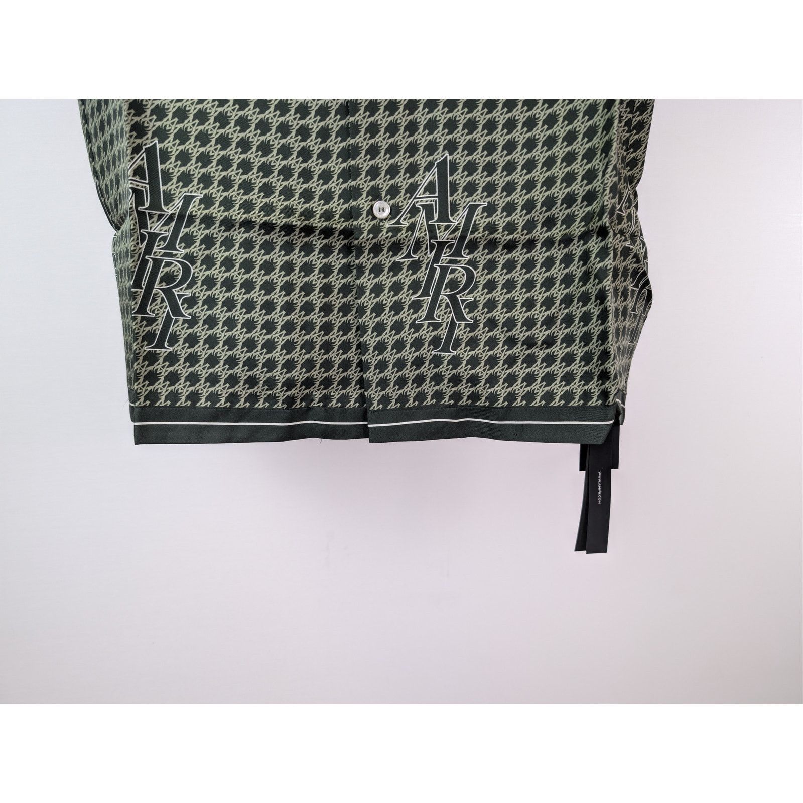 Amiri o1rshd1 Amiri Houndstooth Bowling Shirt in Rain Forest Size US M / EU 48-50 / 2 - 4 Thumbnail