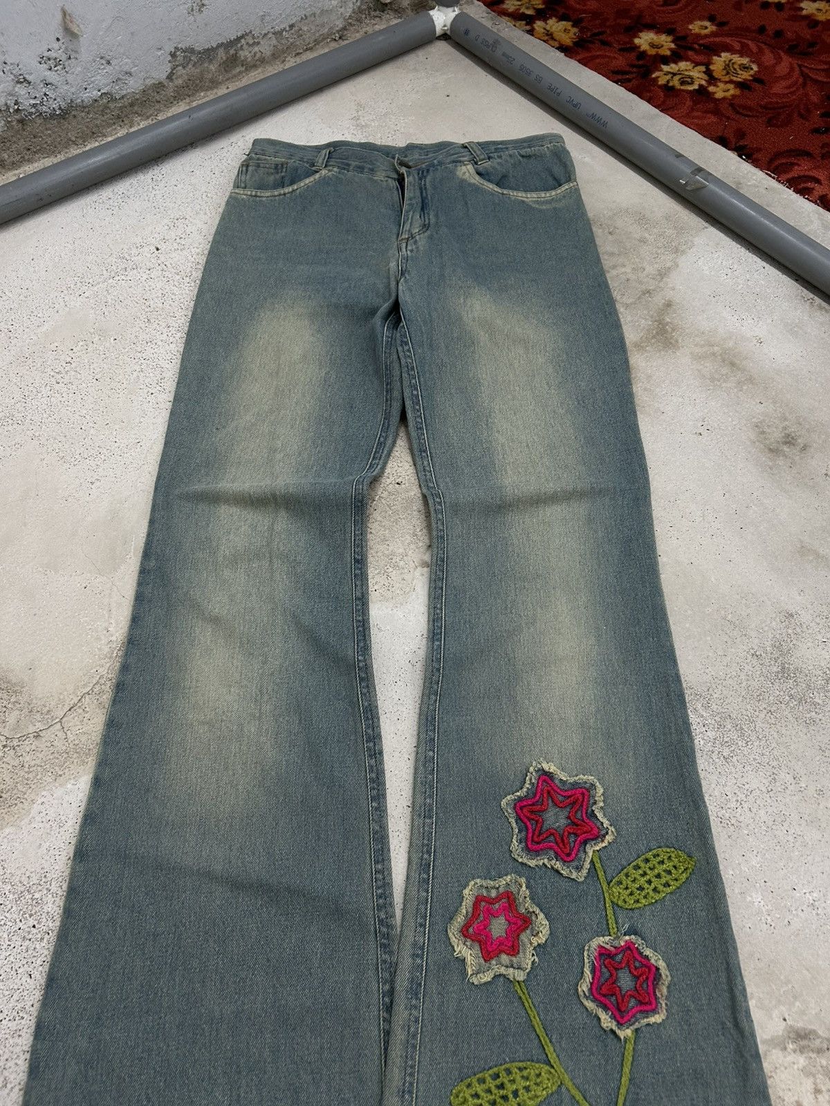Tornado Mart Active Co. Denim Flare Jean Art Embroidery Size US 30 / EU 46 - 4 Thumbnail