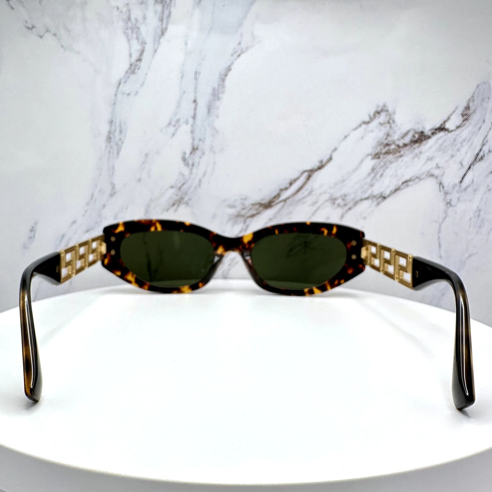 Versace New VERSACE Sunglasses Brown Gold Acetate & Metal Cat Eye Size ONE SIZE - 18 Thumbnail