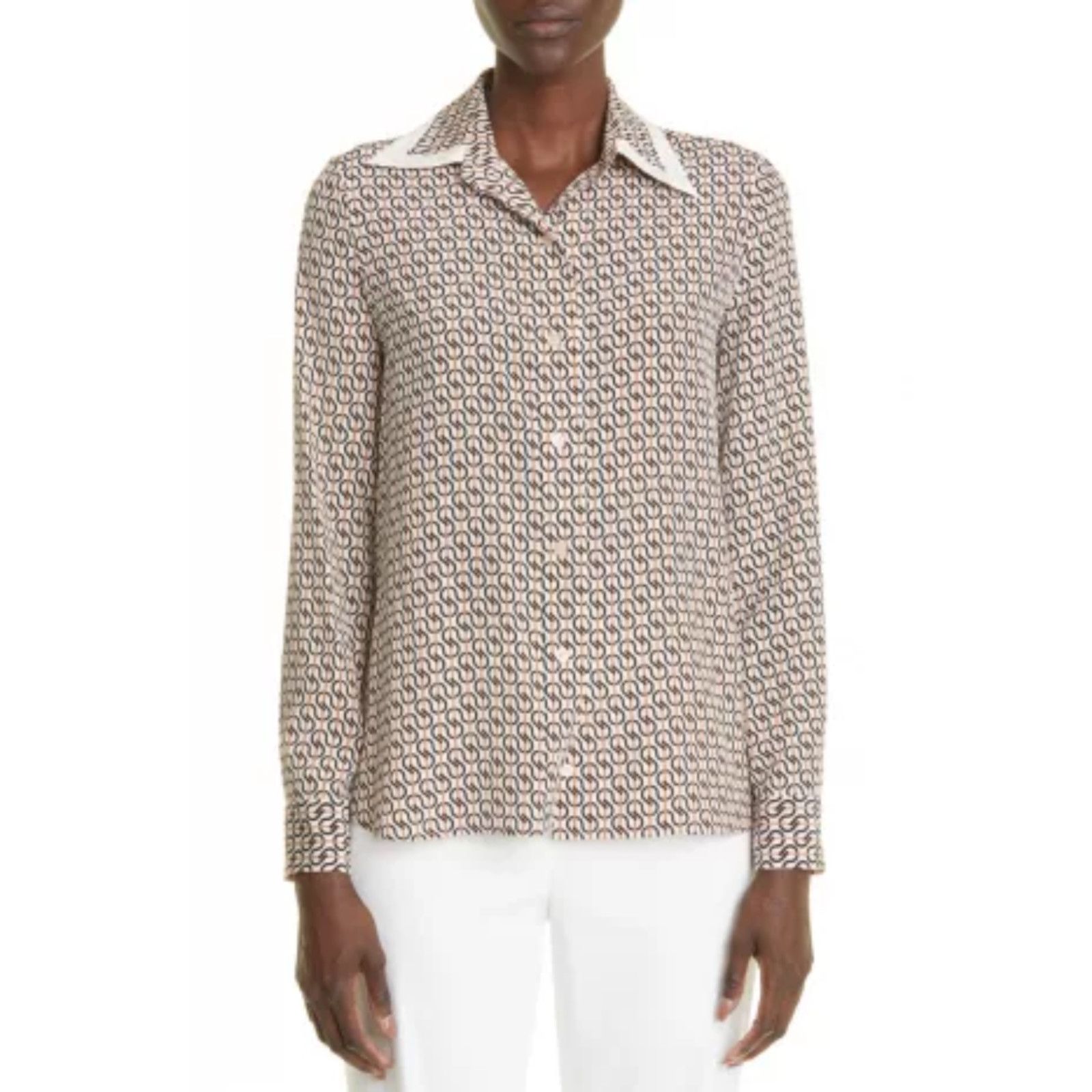 St. John St. JOHN Collection Icon Stripe Silk Crepe De Chine Blouse M Size M / US 6-8 / IT 42-44 - 1 Thumbnail