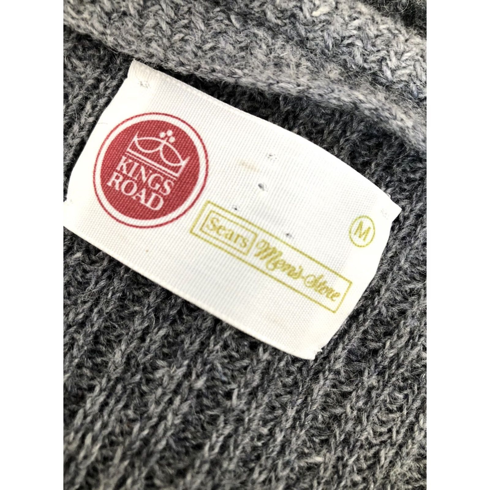 Sears Kings Road / Sears Mens M Cardigan Sweater Wool Gray 90s Vintage Knit Mens Size US M / EU 48-50 / 2 - 6 Thumbnail