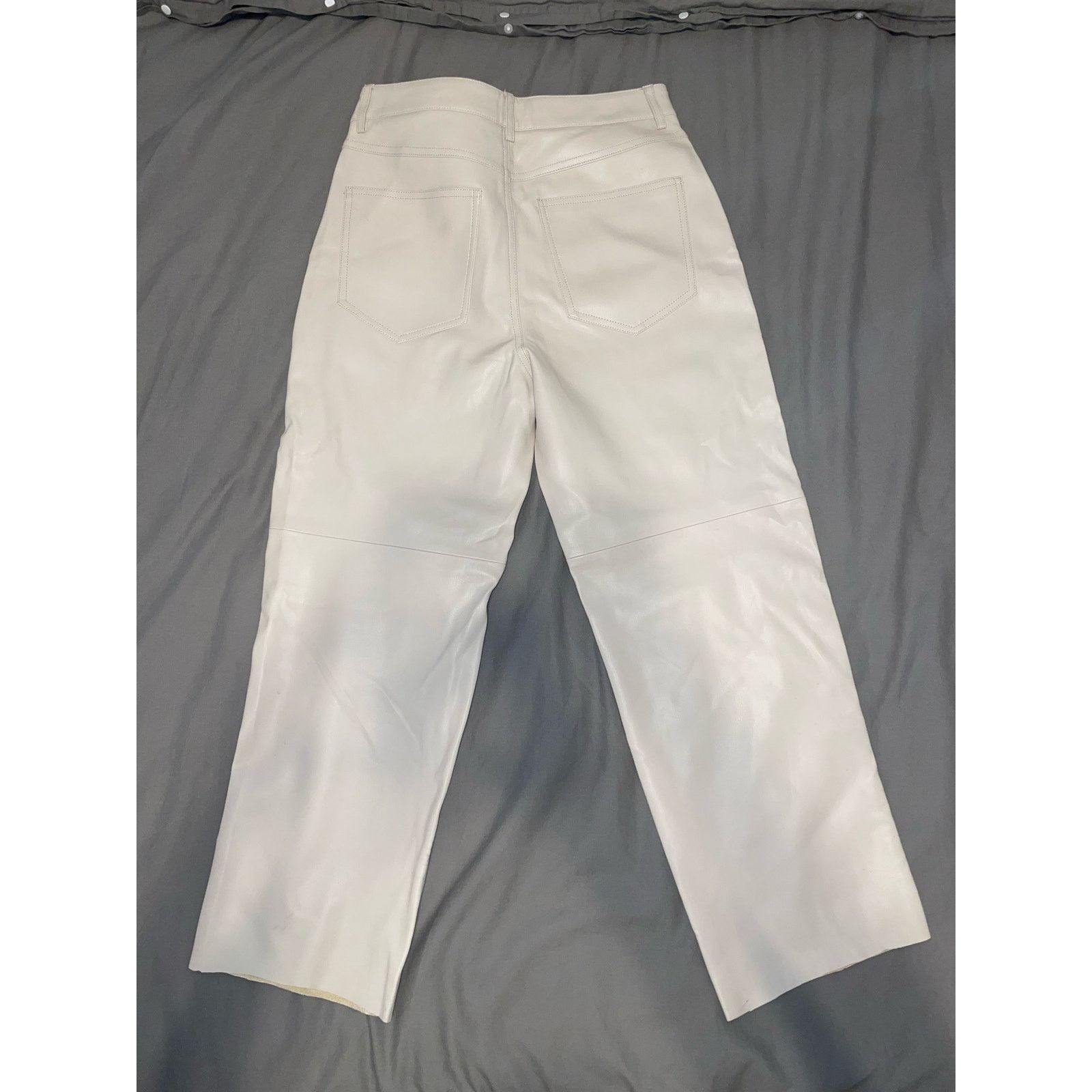 Mango Mango - High Waist Straight Leg Faux Leather / cream / Sz 6 Size 28" / US 6 / IT 42 - 3 Thumbnail