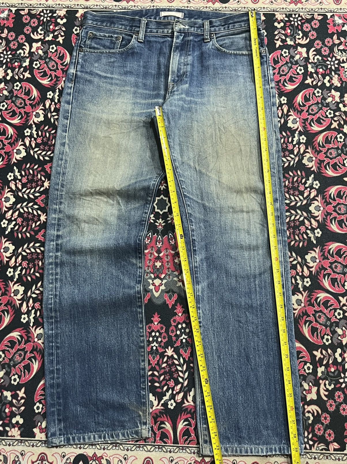 Undercover × Uniqlo Vintage Y2K Uniqlo Blue Faded Washed Straight Leg Jeans Size US 32 / EU 48 - 11 Thumbnail