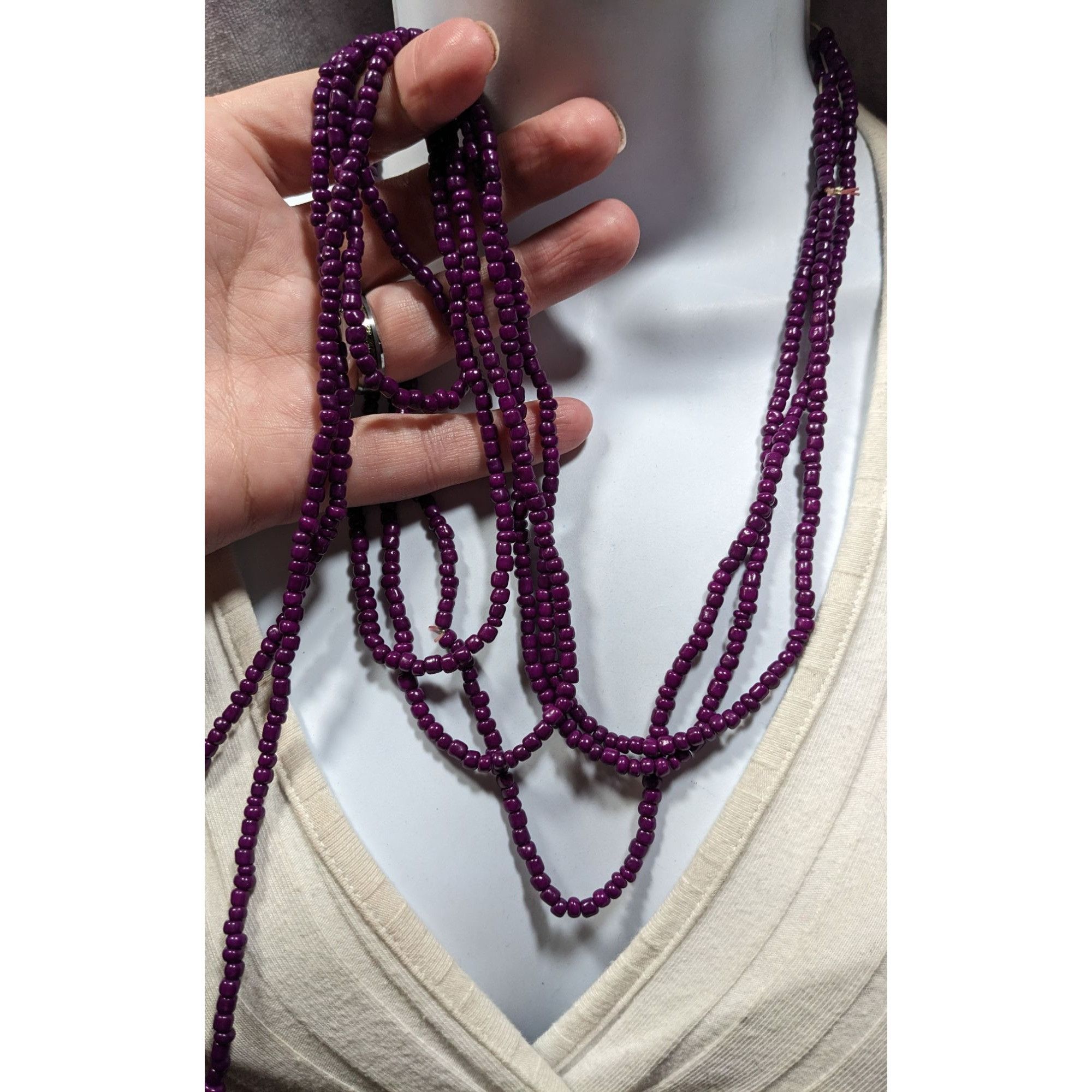Other Eggplant Purple Glass Beaded Necklace Set Of 3 Size ONE SIZE - 4 Thumbnail
