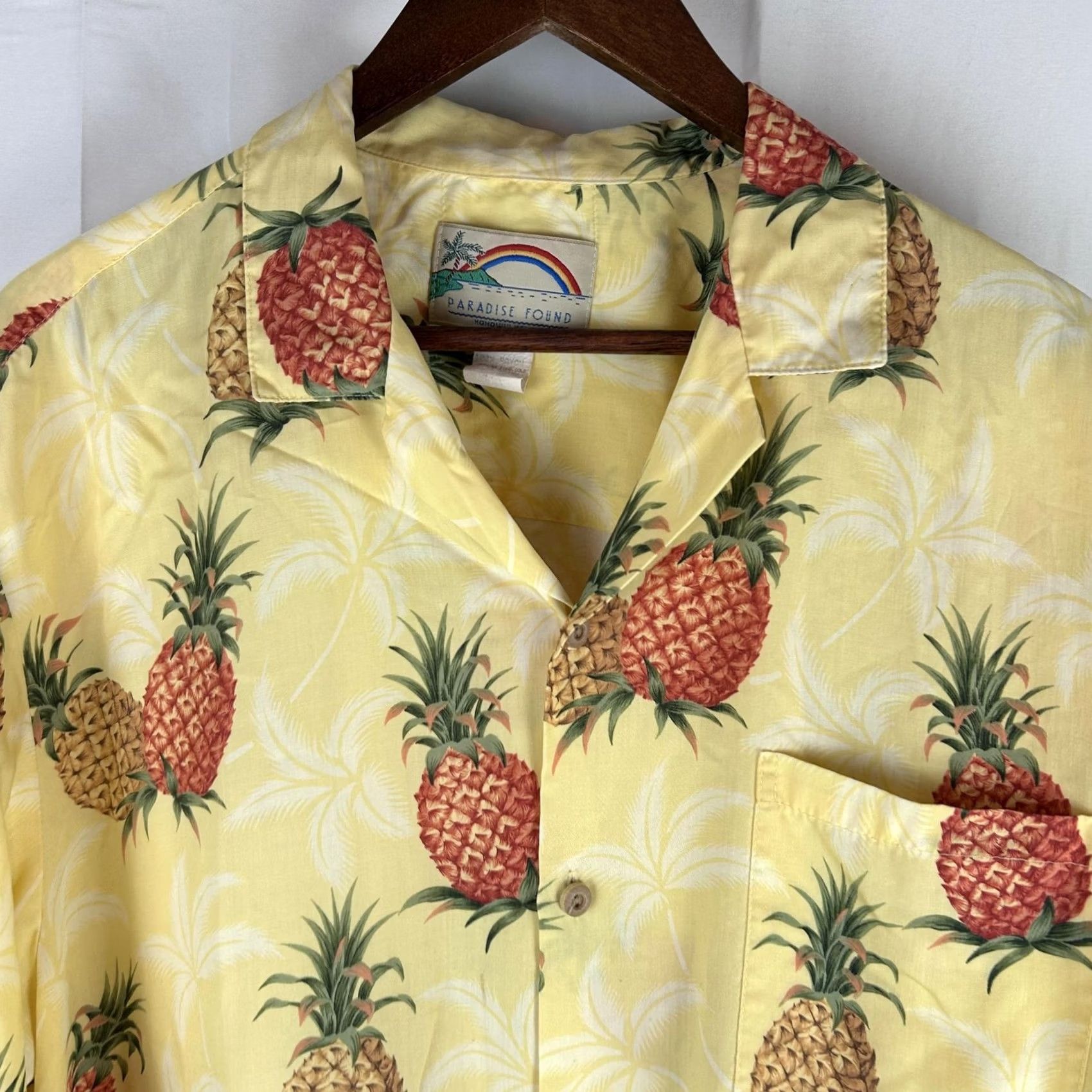 Paradise Found Paradise Found Shirt - Large - Yellow Hawaiian Aloha Pineapple Rayon Made USA Size US L / EU 52-54 / 3 - 2 Thumbnail