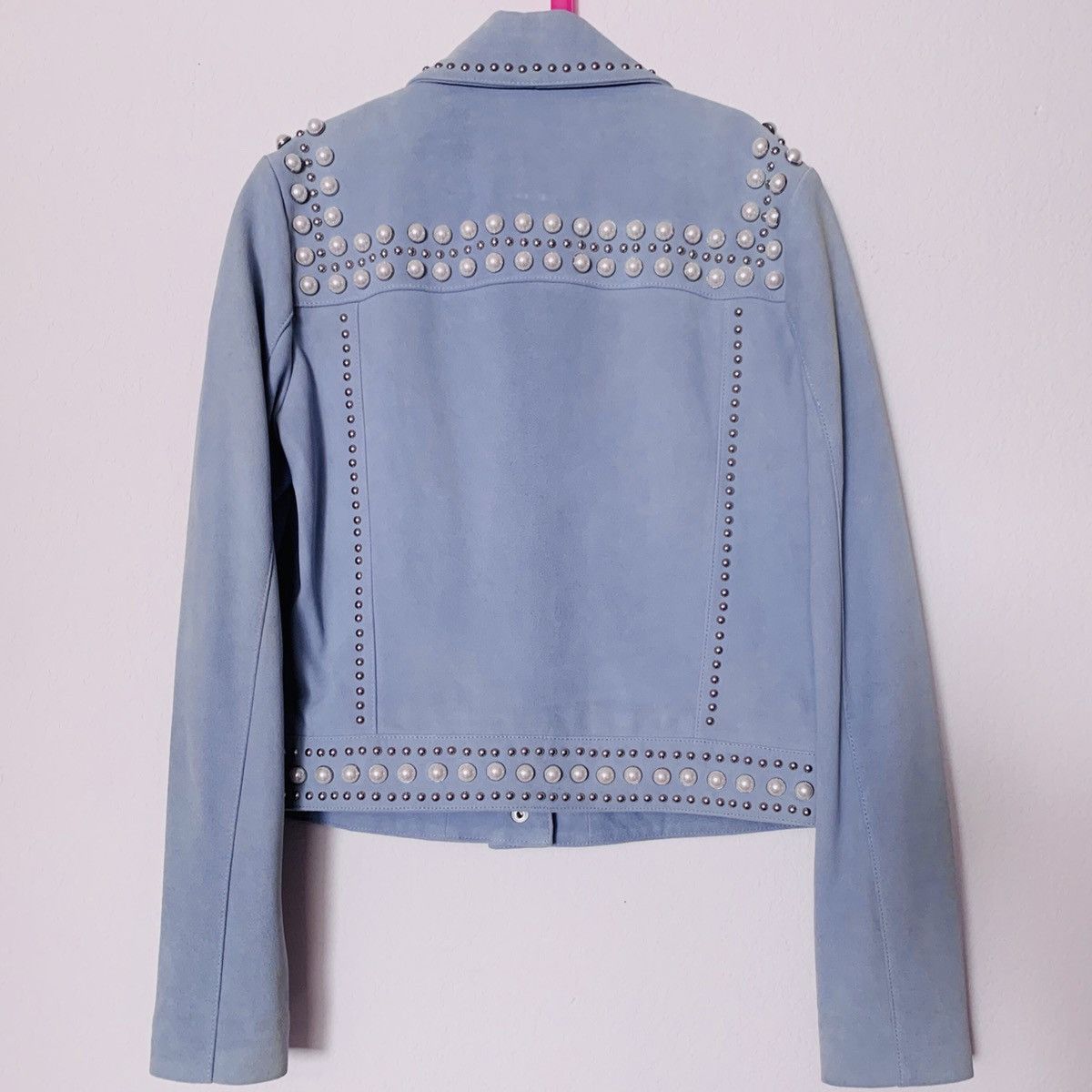 Rebecca Minkoff Periwinkle Pearl studded goat leather trucker jacket Size XS / US 0-2 / IT 36-38 - 2 Thumbnail