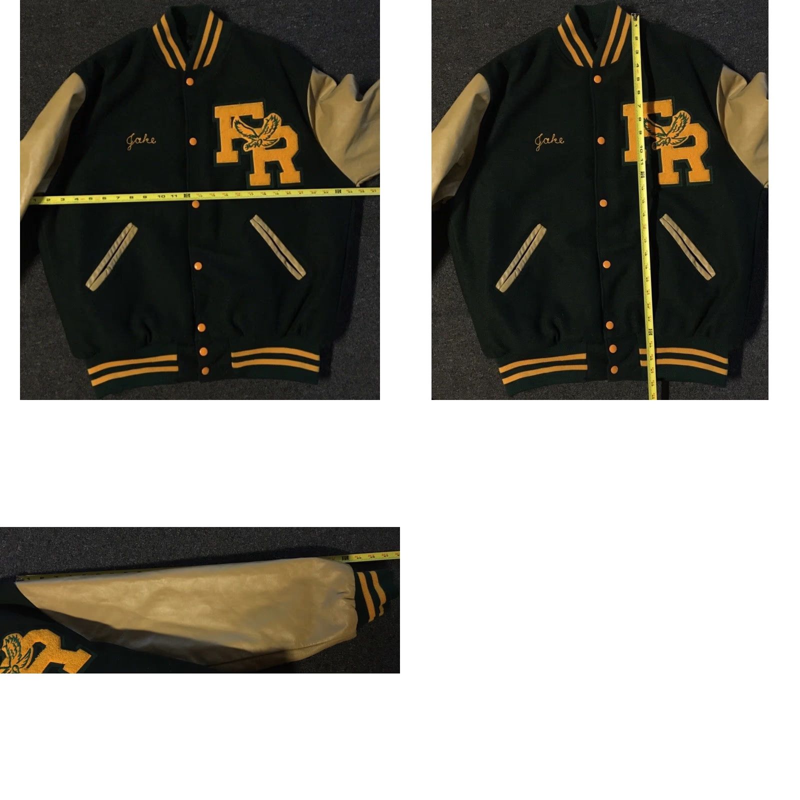 Vintage VINTAGE 90s Varsity Letterman Band Jacket L USA School Track Football PE Grunge 80s Green Wool Chain Stitch Men Jacket Size US L / EU 52-54 / 3 - 9 Thumbnail