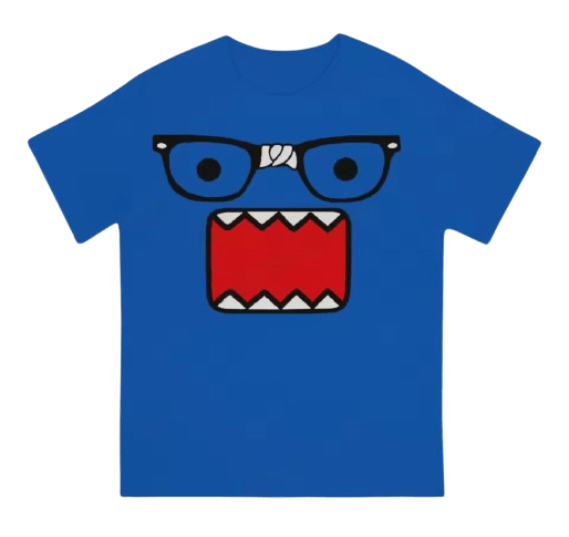 トップス Rare Goo Si DOMO KUN Face Tee Domo Kun Face T-Shirt, Monster Eyes mouth shirt, Cartoon