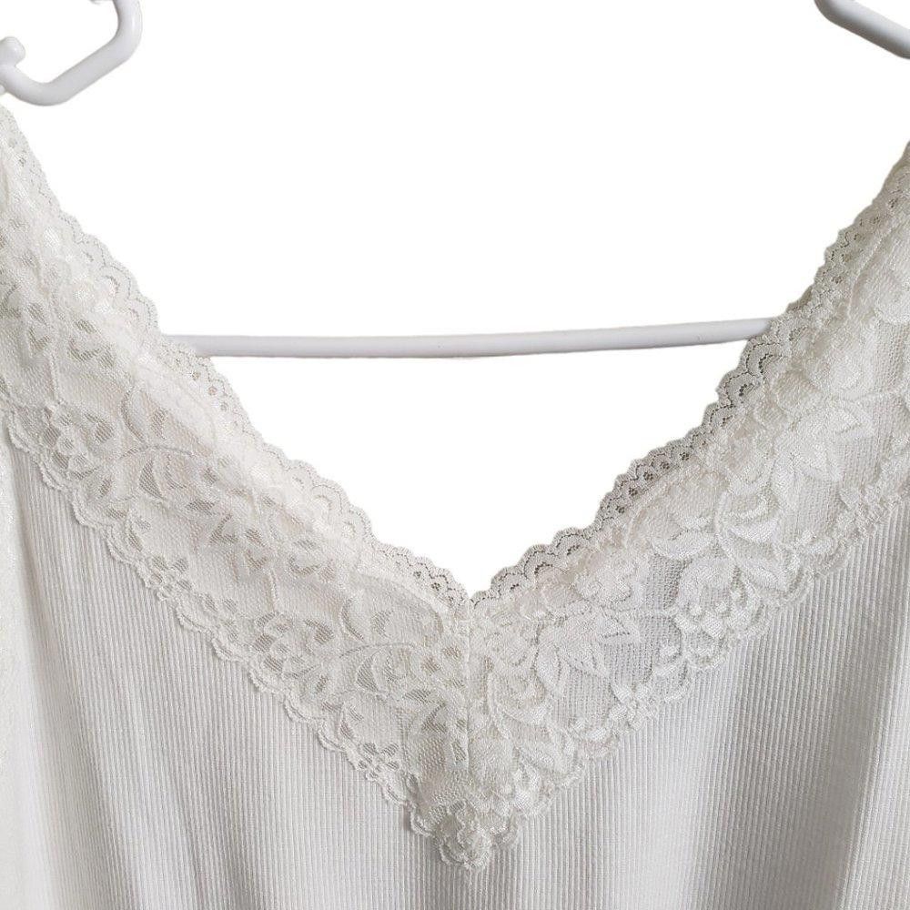 Designer CT367 Style & Co White Ribbed Lace Tank 1X Size XL / US 12-14 / IT 48-50 - 3 Thumbnail