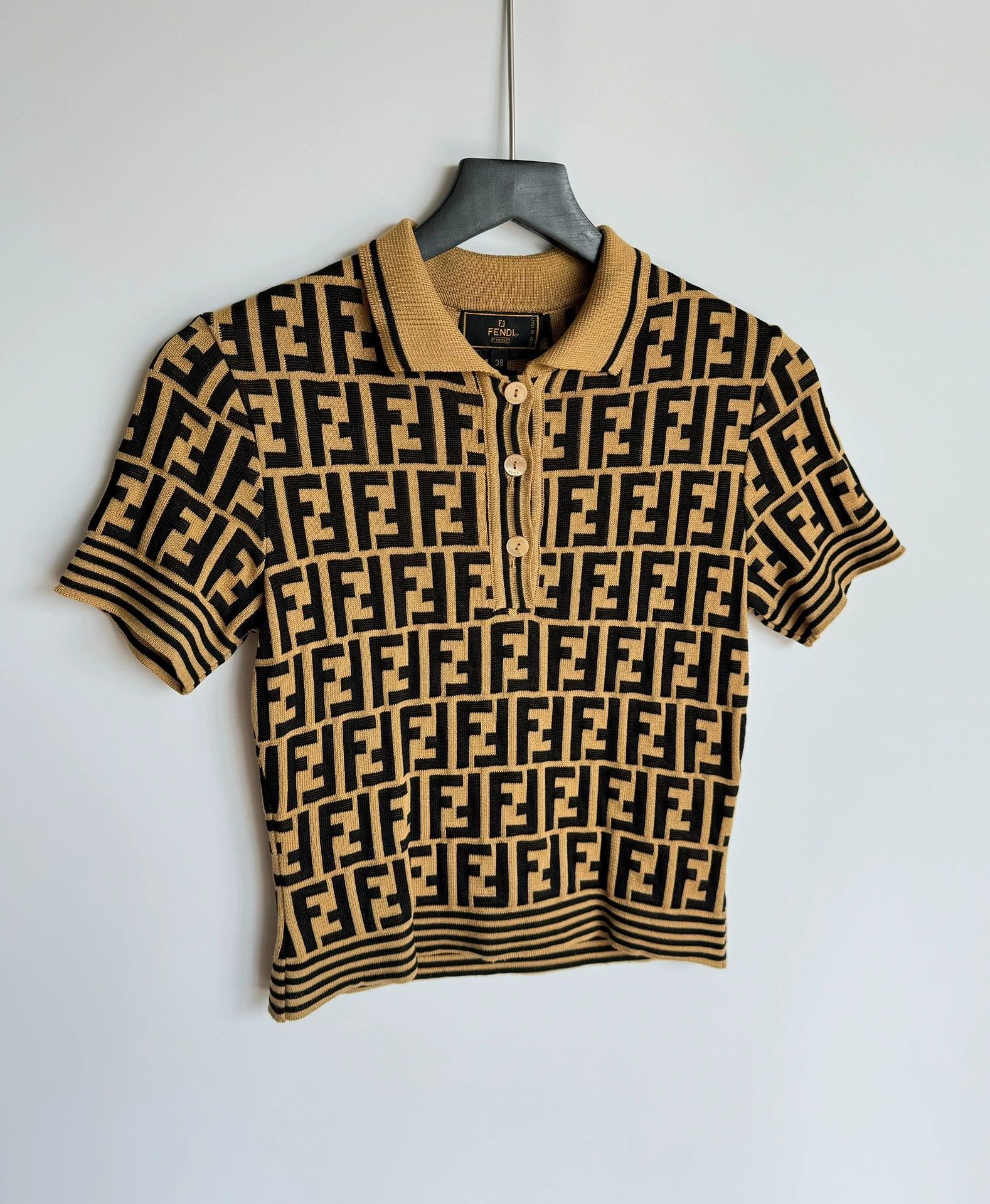 Fendi Fendi Full Print Logo Polo Shirt - Size 38 Size S / US 4 / IT 40 - 2 Thumbnail